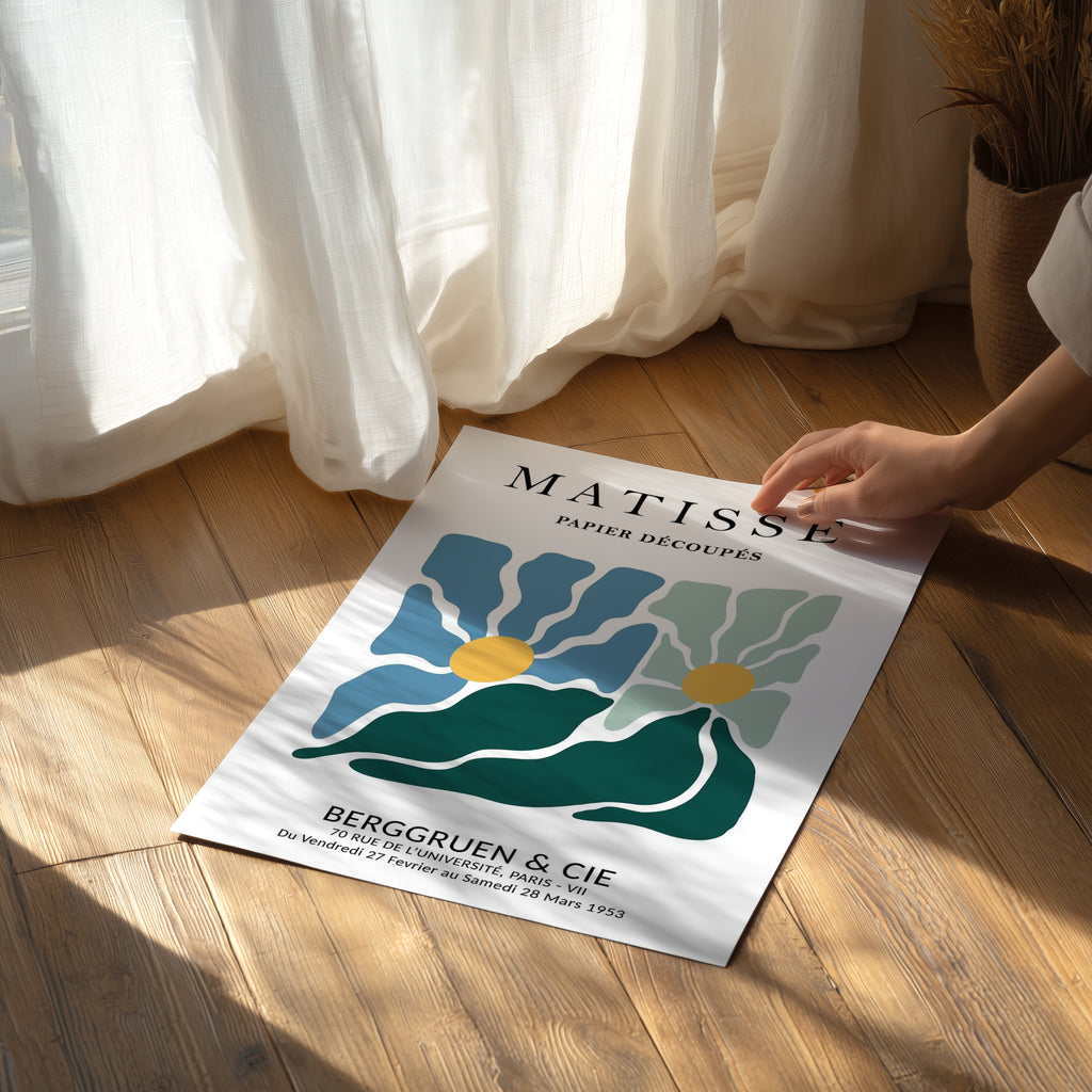 Flat Lay Poster Mockup PSD with Person DIN A Ratio Smart Object Template