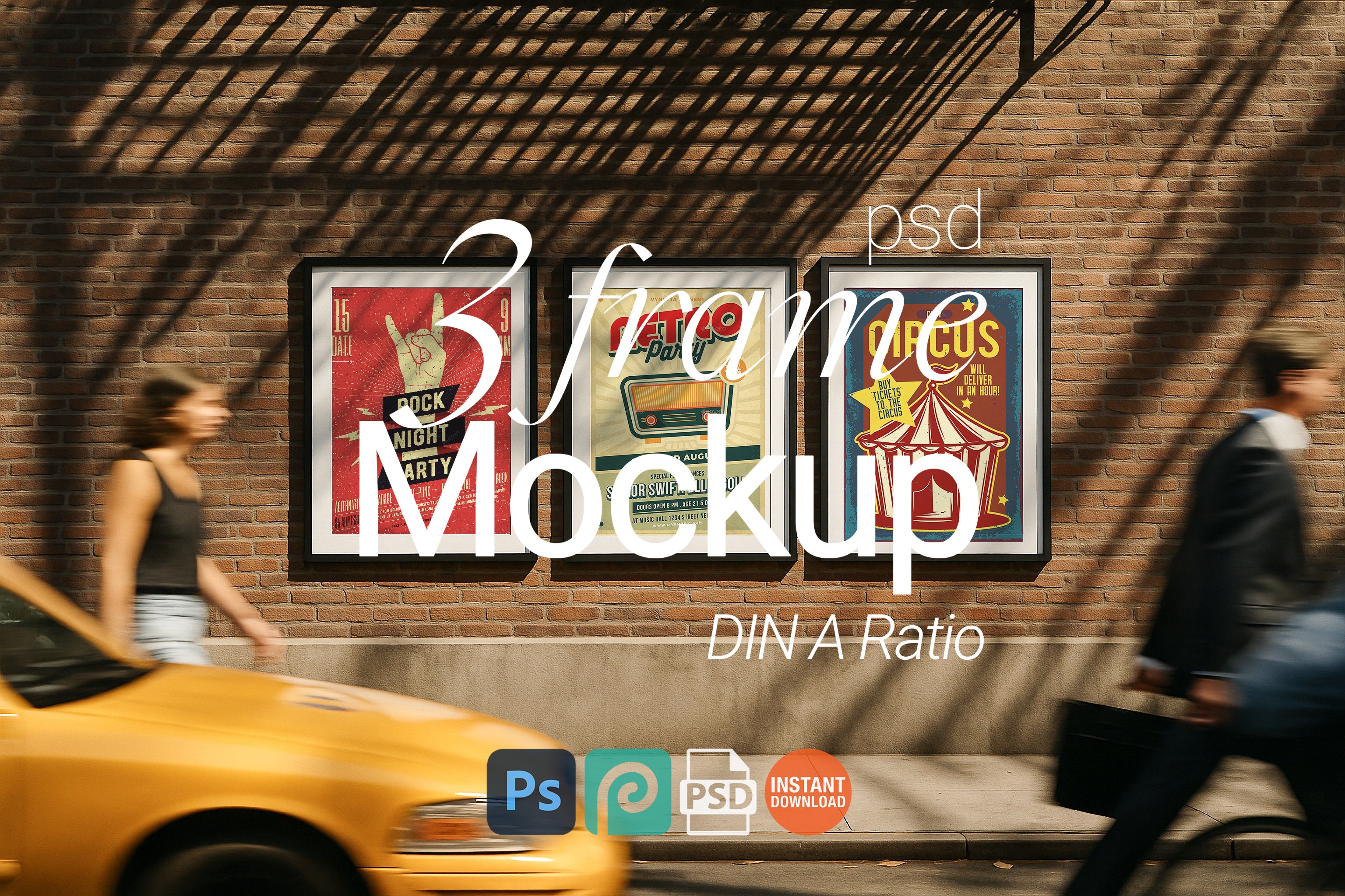 3 Frame Mockup Corporate Office Modern Triple Wall Art Business Interior PSD Digital Download