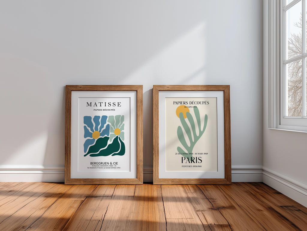 2 Frame Mockup Minimalist Poster Display Double Wooden Wall Art Scandinavian Interior PSD Digital