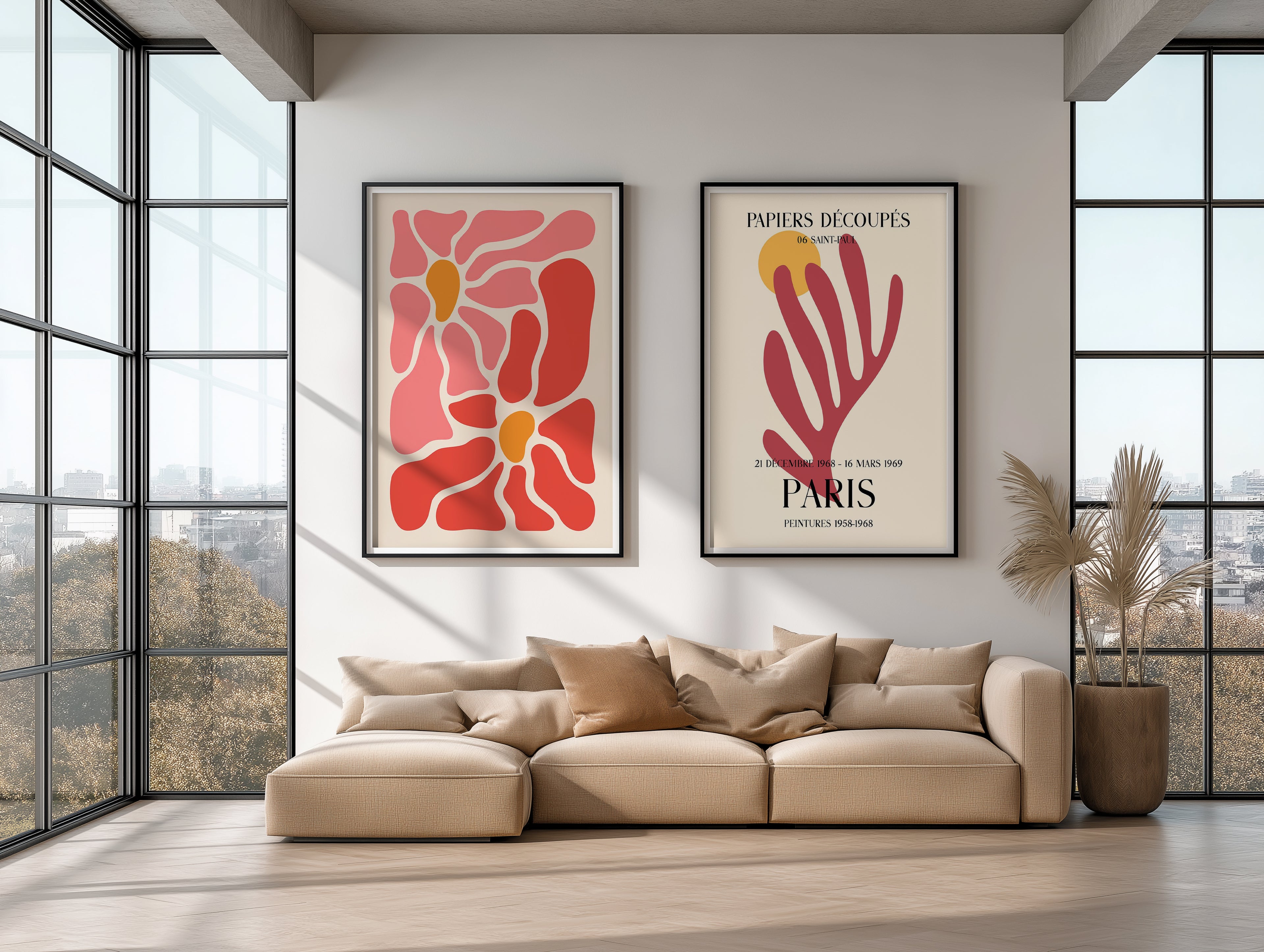 2 Frame Mockup Minimalist Poster Display Double Wall Art Scandinavian Interior PSD Digital