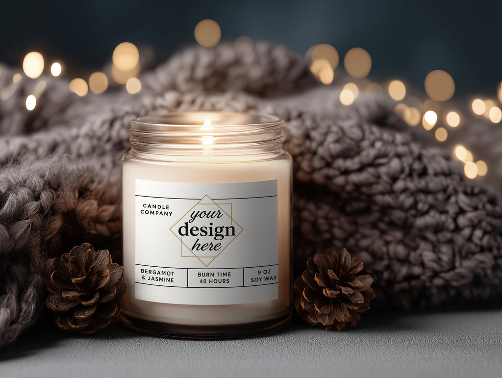 Luxurious Candle Mockup PSD Printify Clear Glass Label Template
