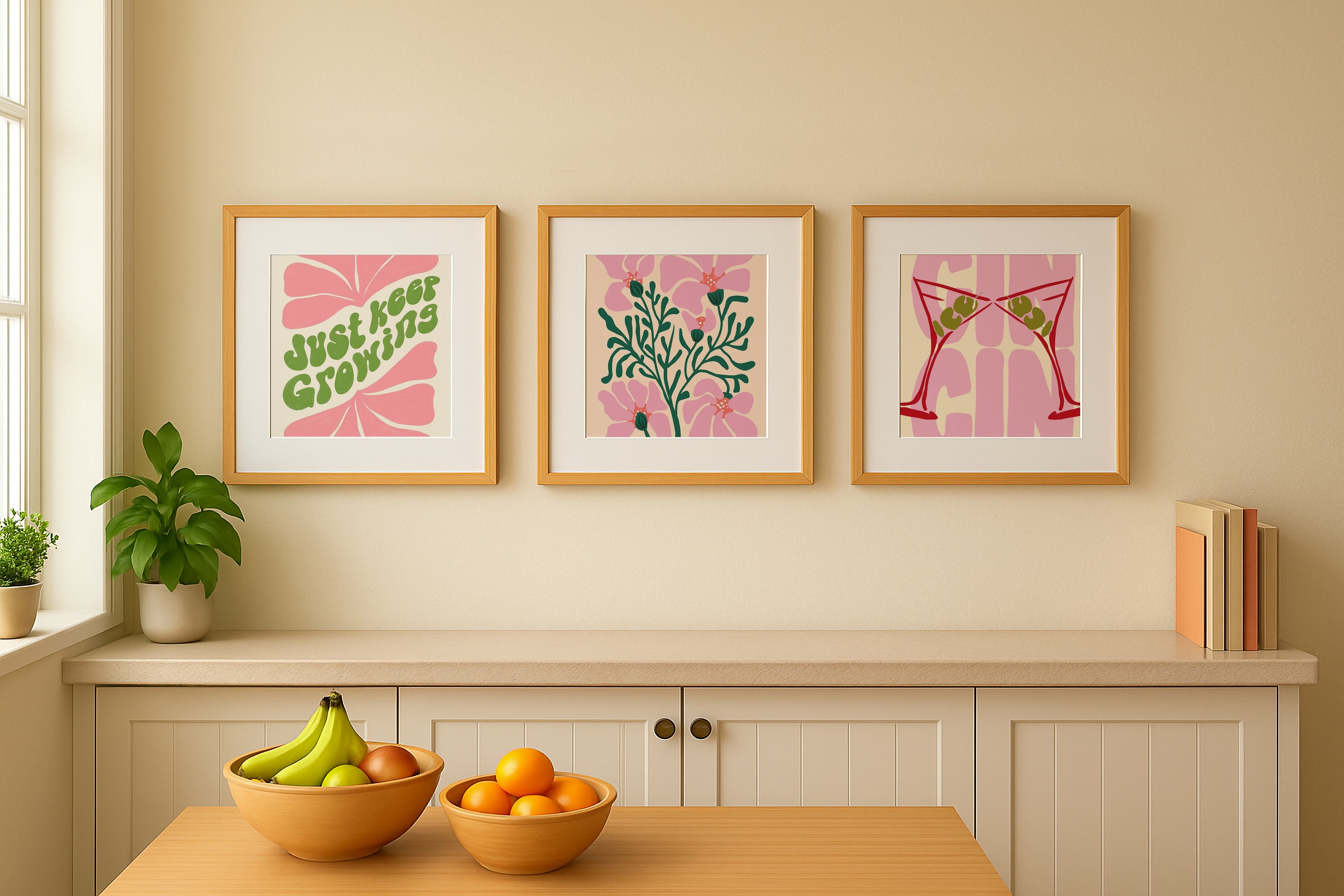 Square Frame Mockup PSD Wooden Kitchen Wall Art Poster Template