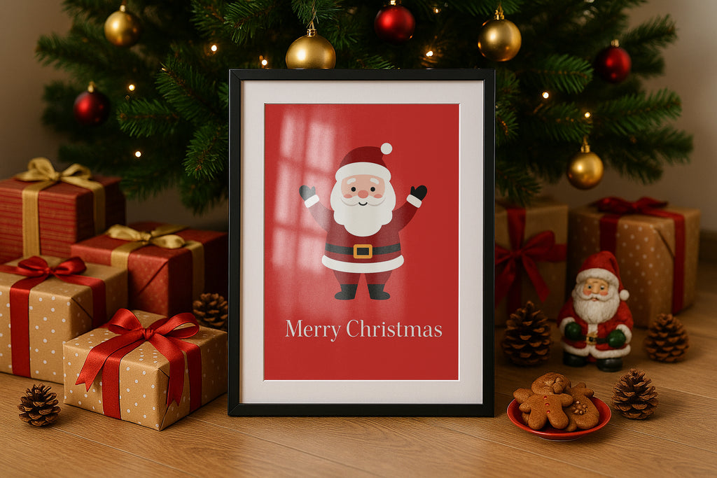 Christmas Tree Frame Mockup Wall Art Poster Display Winter Festive Digital PSD