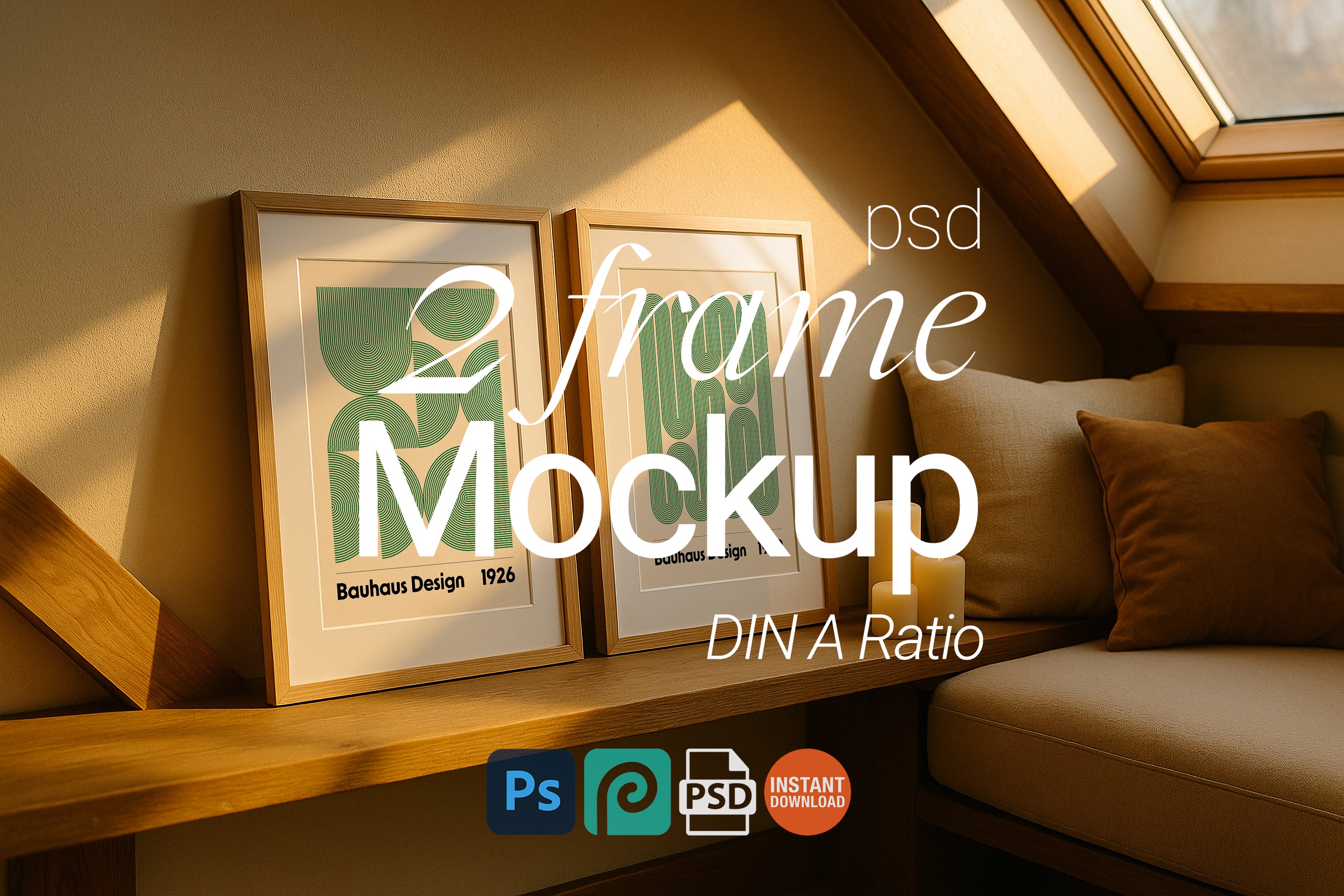 Double Frame Mockup PSD Set – Wall Art Smart Object Template