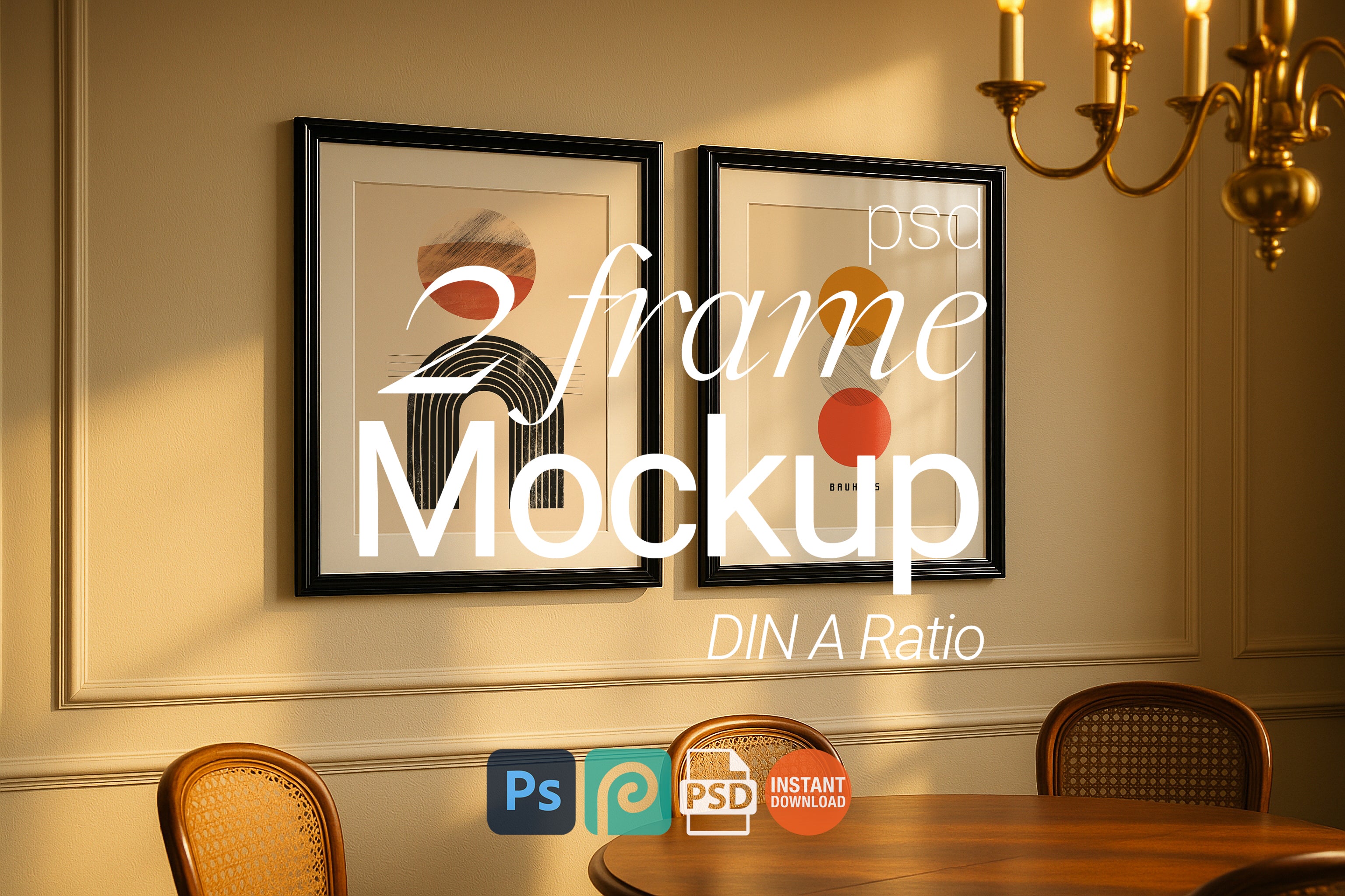 Double Frame Mockup Set – PSD Templates for Wall Art and Posters