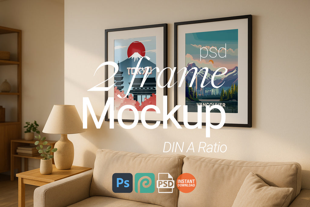 Double Frame PSD Mockup – Set for Posters and Wall Art