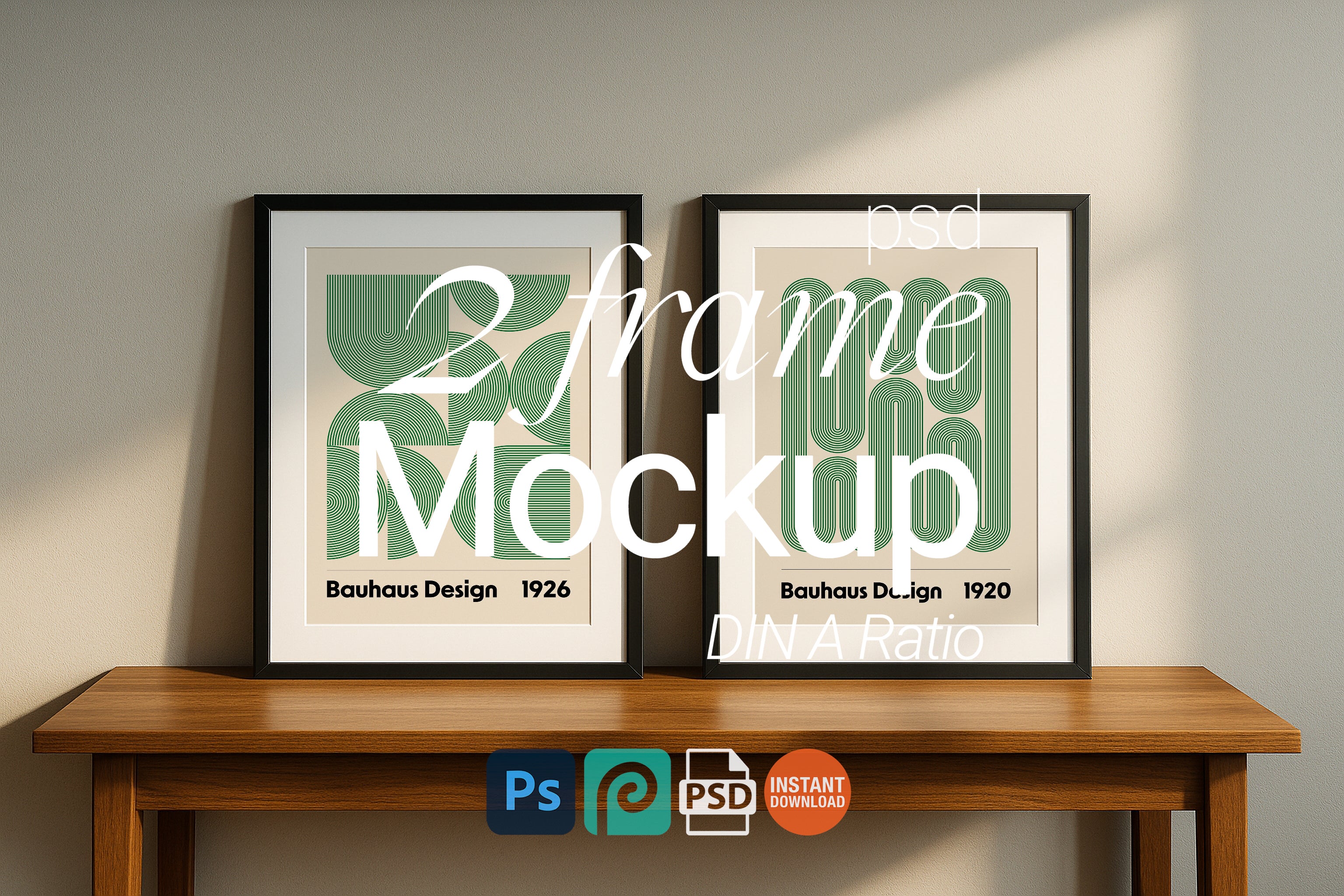 2 Black Frame Mockup Modern Interior Poster Display Wall Art PSD