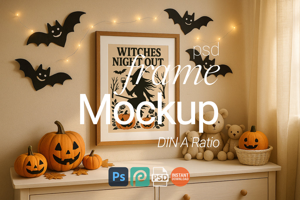 Halloween Single Frame Mockup Nursery Wall Art Digital PSD Template