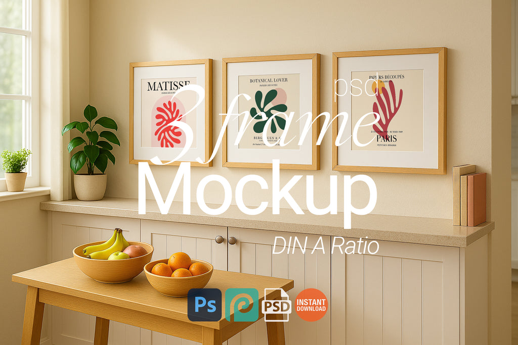 Square Frame Mockup PSD Wooden Wall Art Poster Template