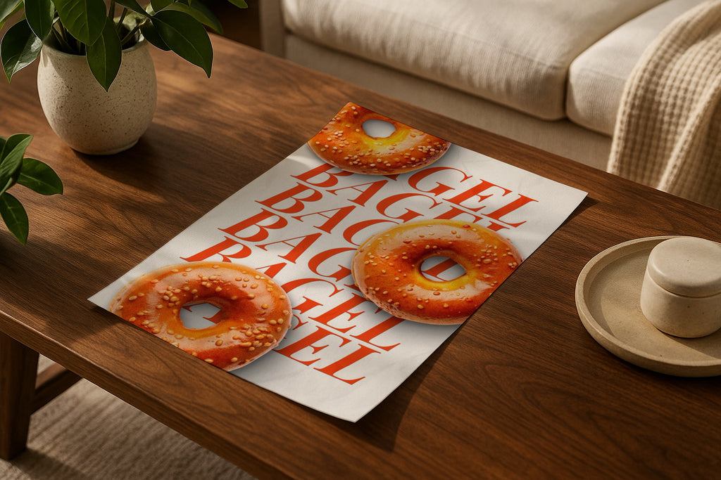 Poster mockup on wooden coffee table with plants, A4 A3 print mockup, PSD template for artwork, wall art, photography, graphic design and digital prints.