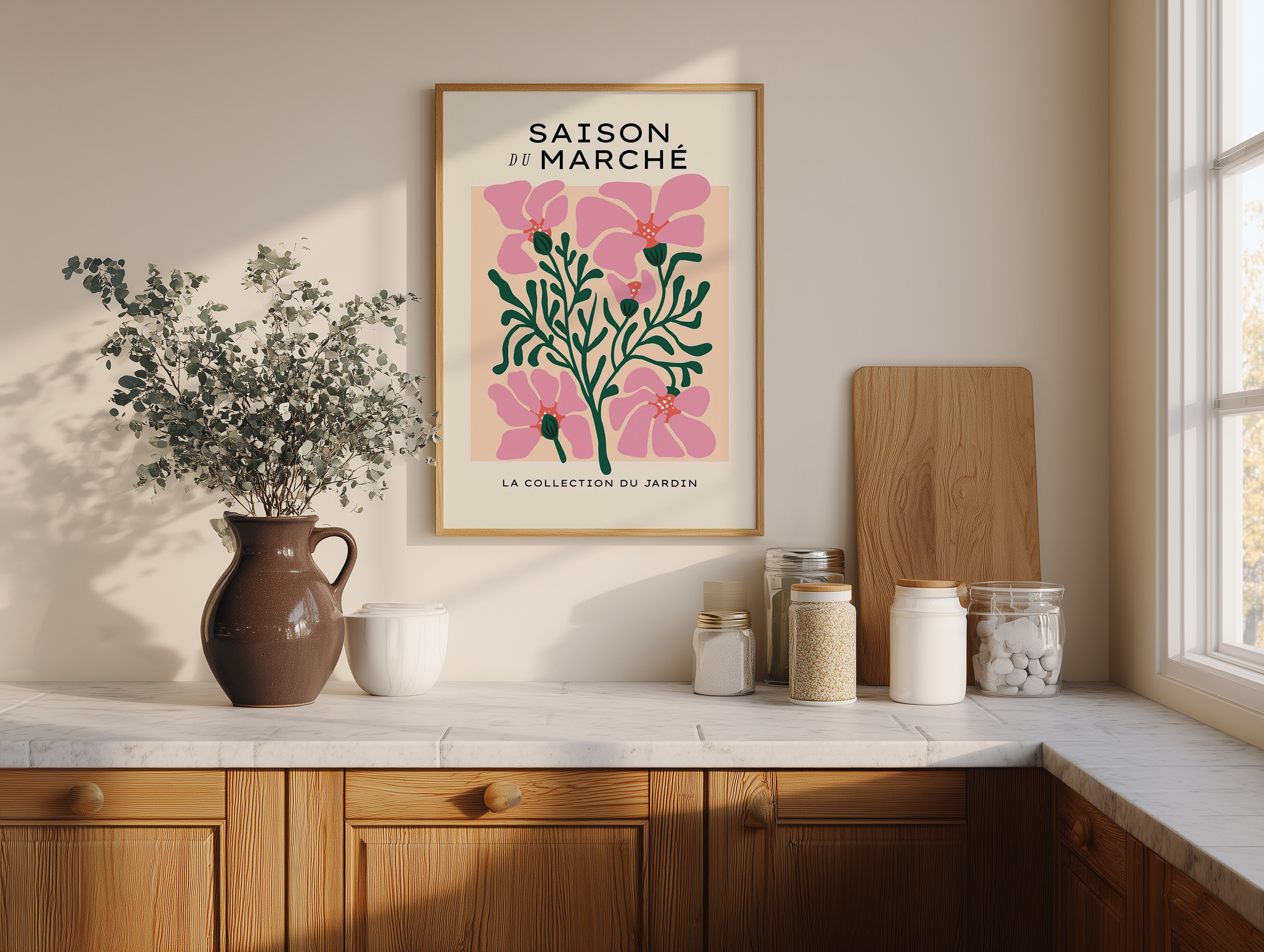 Gallery Frame Mockup PSD: Vertical Wooden Wall Art Template