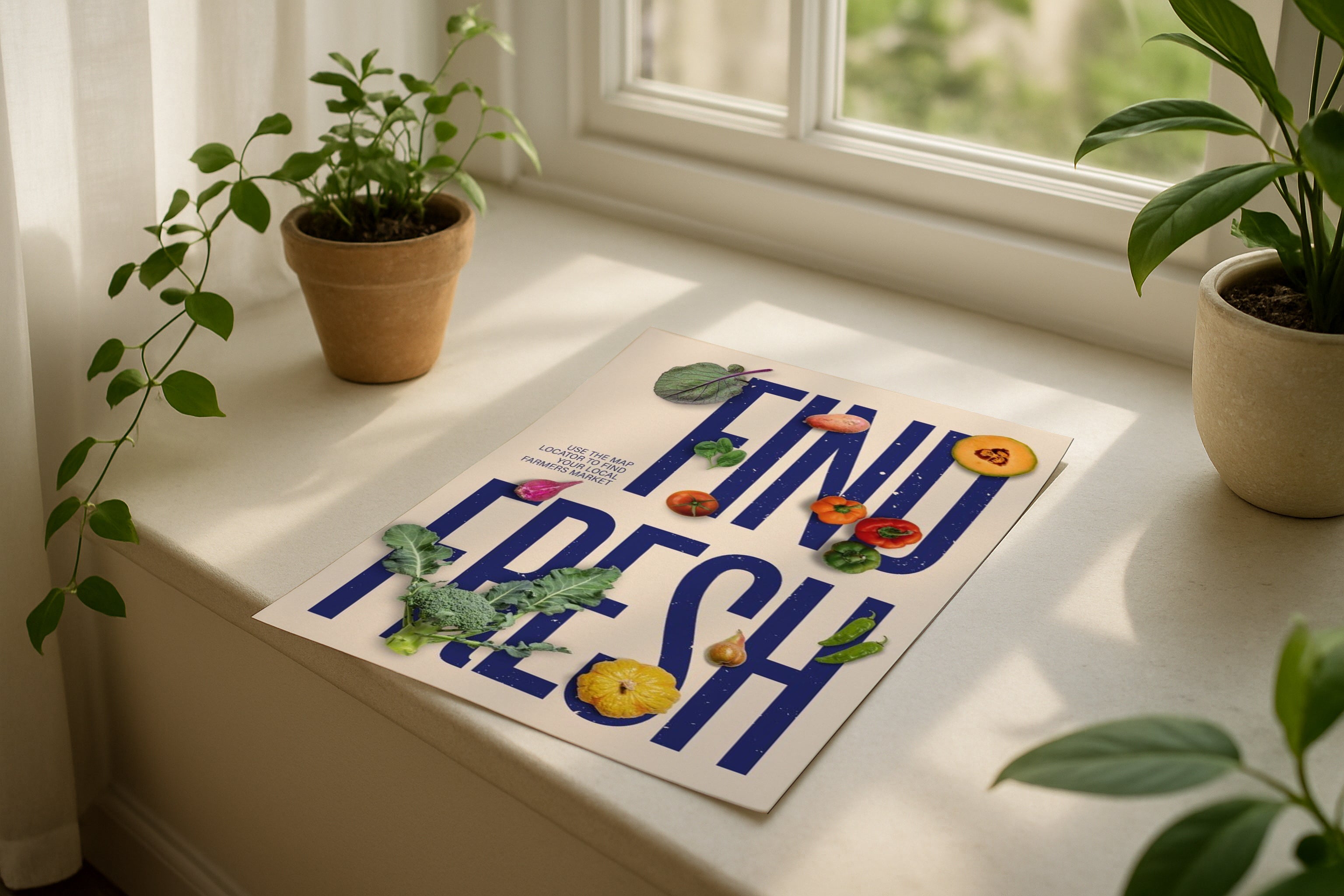Poster mockup on windowsill with plants, A4 A3 vertical print mockup, minimalist PSD template for printable wall art, artwork, photography or graphic design