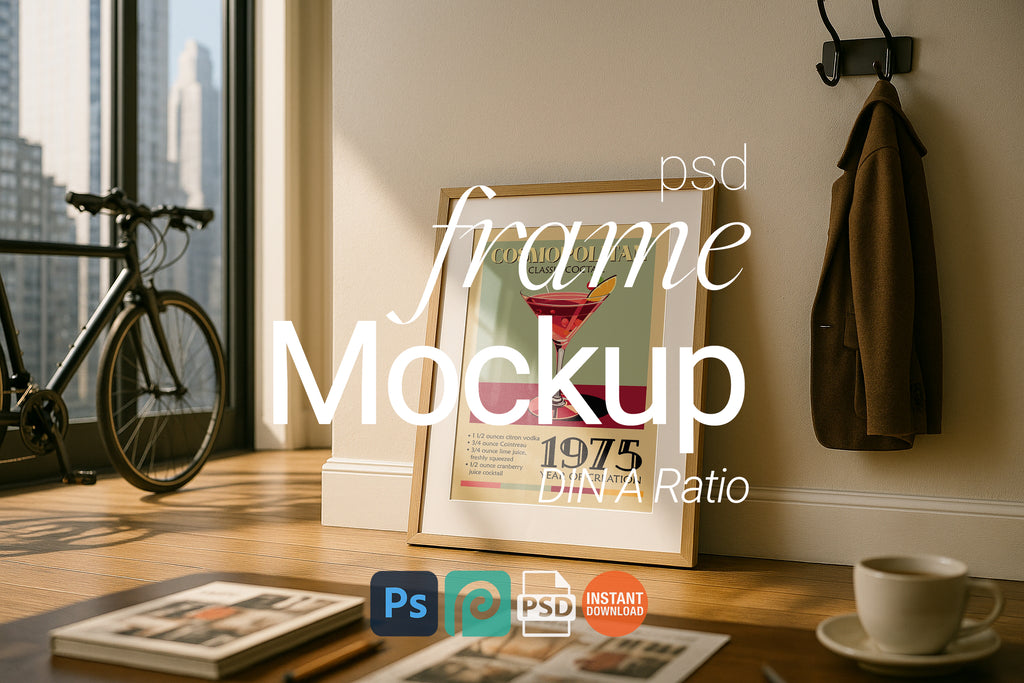 Poster Frame Mockup Modern Apartment Interior Wall Art Picture Digital PSD Download