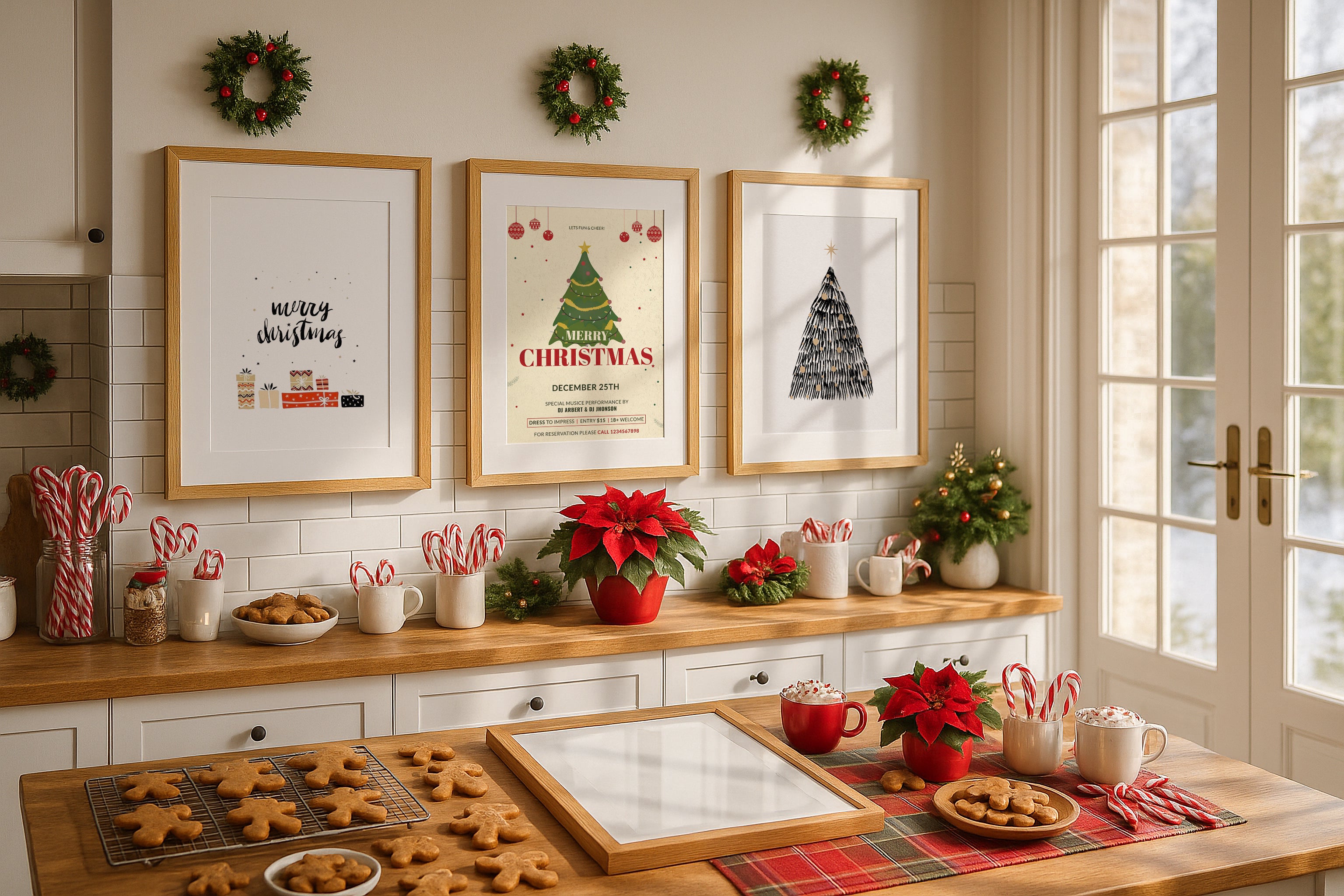 Christmas frame mockup, black frame mockup, holiday photo frame mockup, festive frame mockup, digital download frame mockup, Christmas wall art mockup, Christmas print mockup, Etsy frame mockup