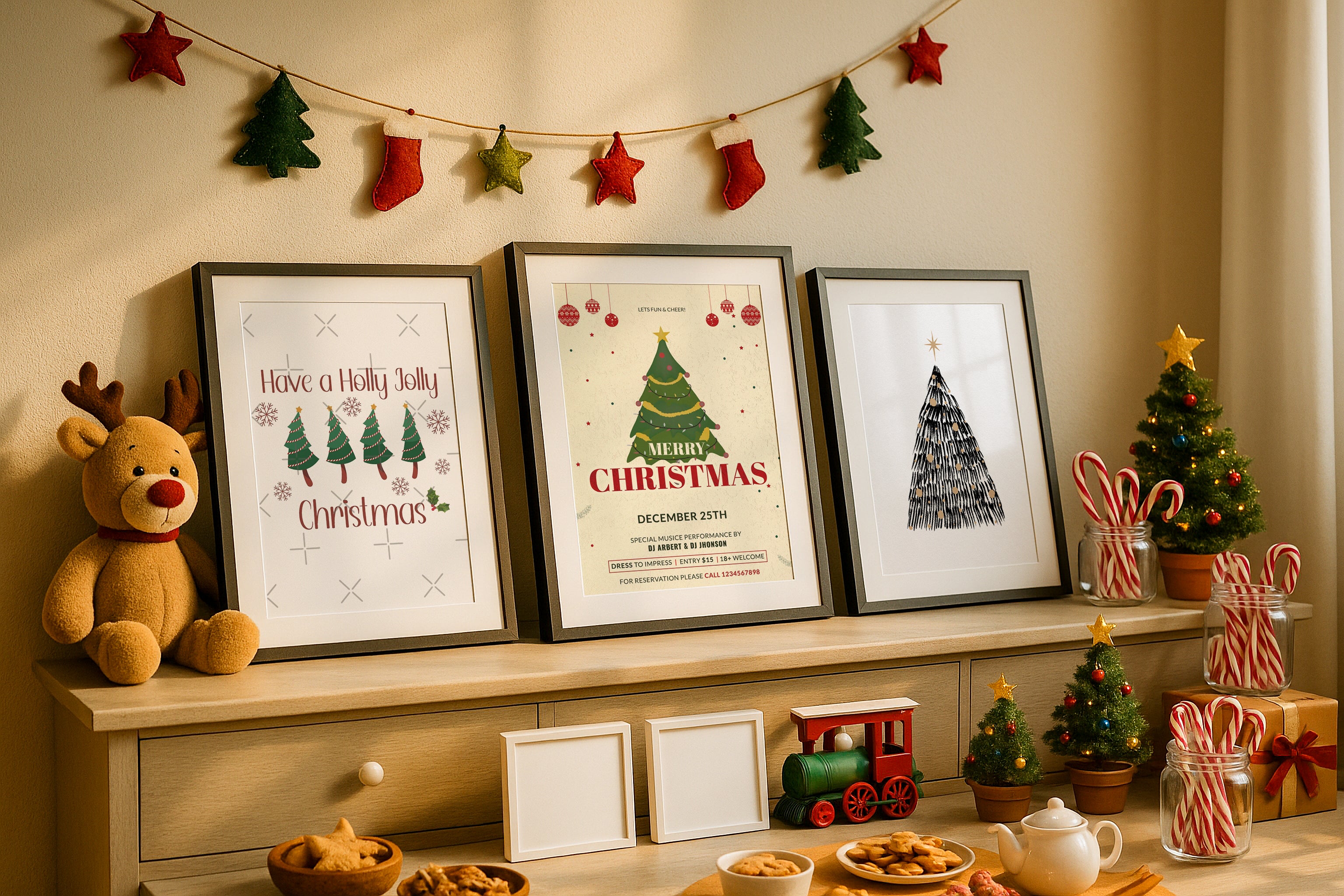 Christmas frame mockup, black frame mockup, holiday photo frame mockup, festive frame mockup, digital download frame mockup, Christmas wall art mockup, Christmas print mockup, Etsy frame mockup