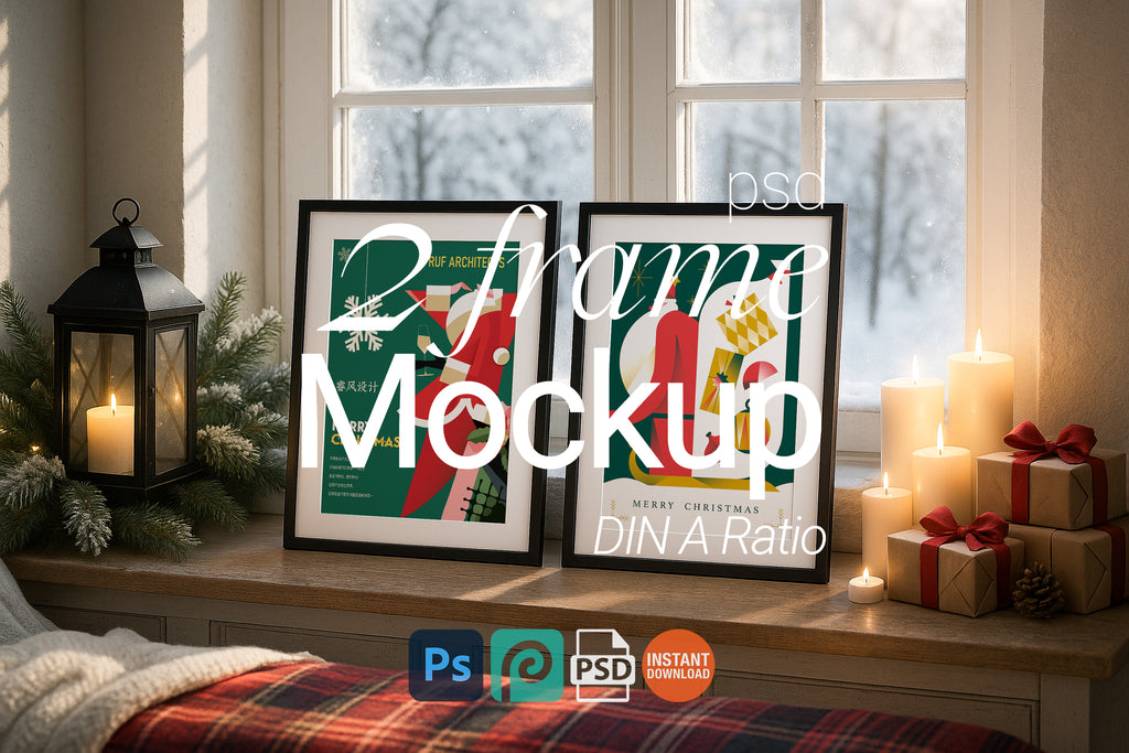 Christmas frame mockup, black frame mockup, holiday wall art mockup, winter poster mockup, festive digital frame mockup, Christmas print display, holiday artwork mockup, Etsy frame mockup.