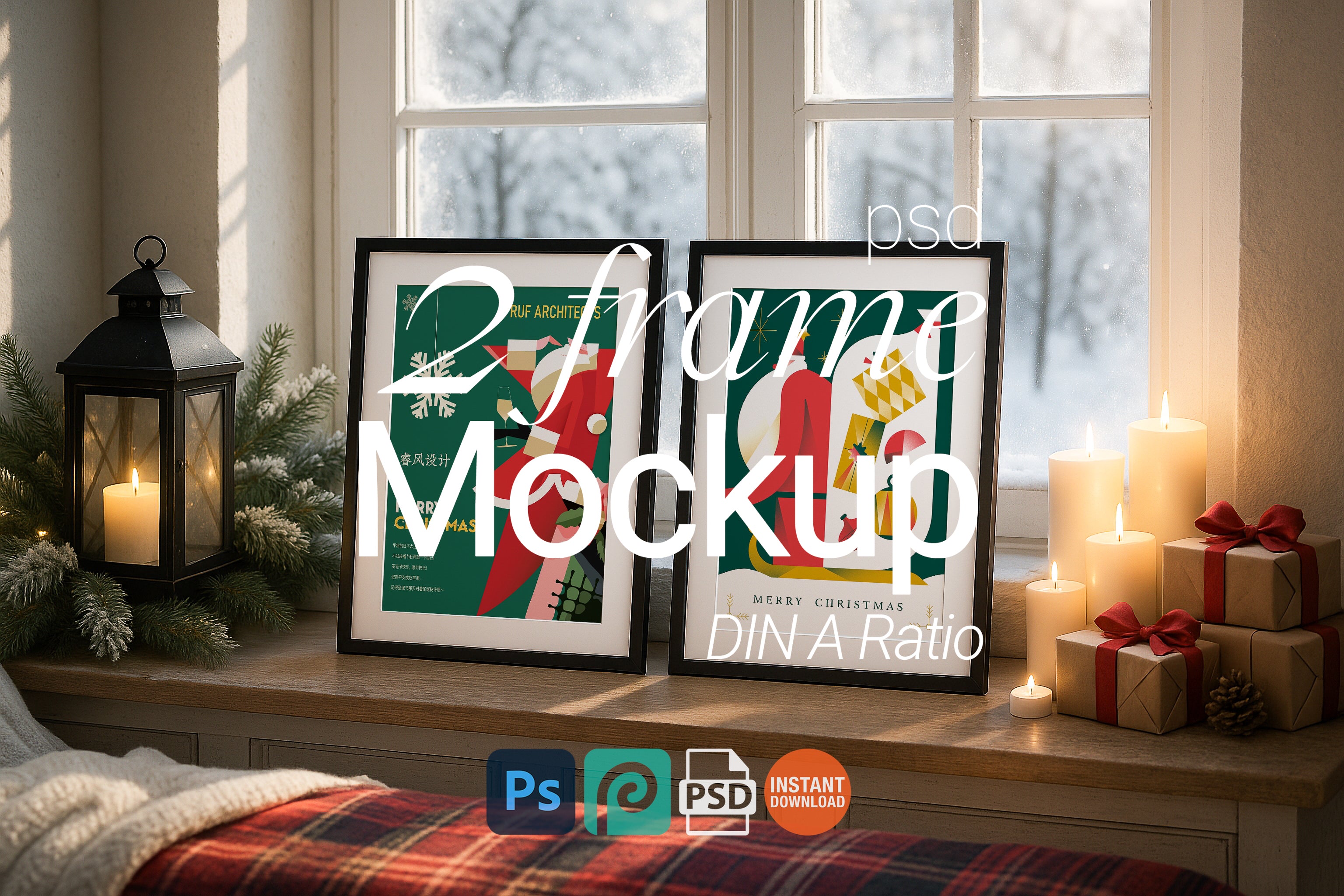 Christmas frame mockup, black frame mockup, holiday wall art mockup, winter poster mockup, festive digital frame mockup, Christmas print display, holiday artwork mockup, Etsy frame mockup.