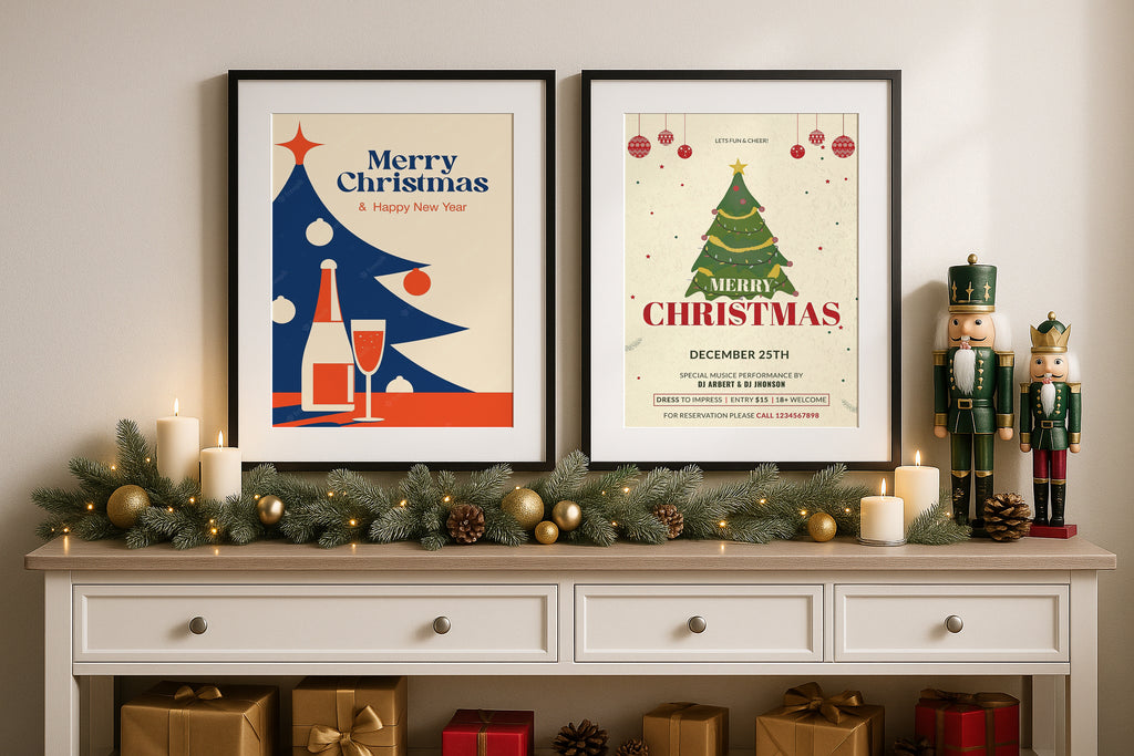 Christmas frame mockup, black frame mockup, holiday wall art mockup, festive poster mockup, nutcracker frame mockup, Christmas print display, holiday artwork mockup, Etsy frame mockup