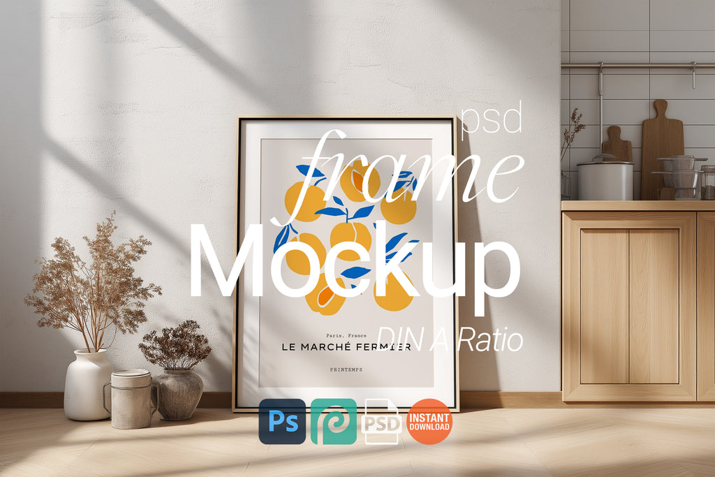 Single Wall Art Mockup PSD – Picture Frame Smart Object Template