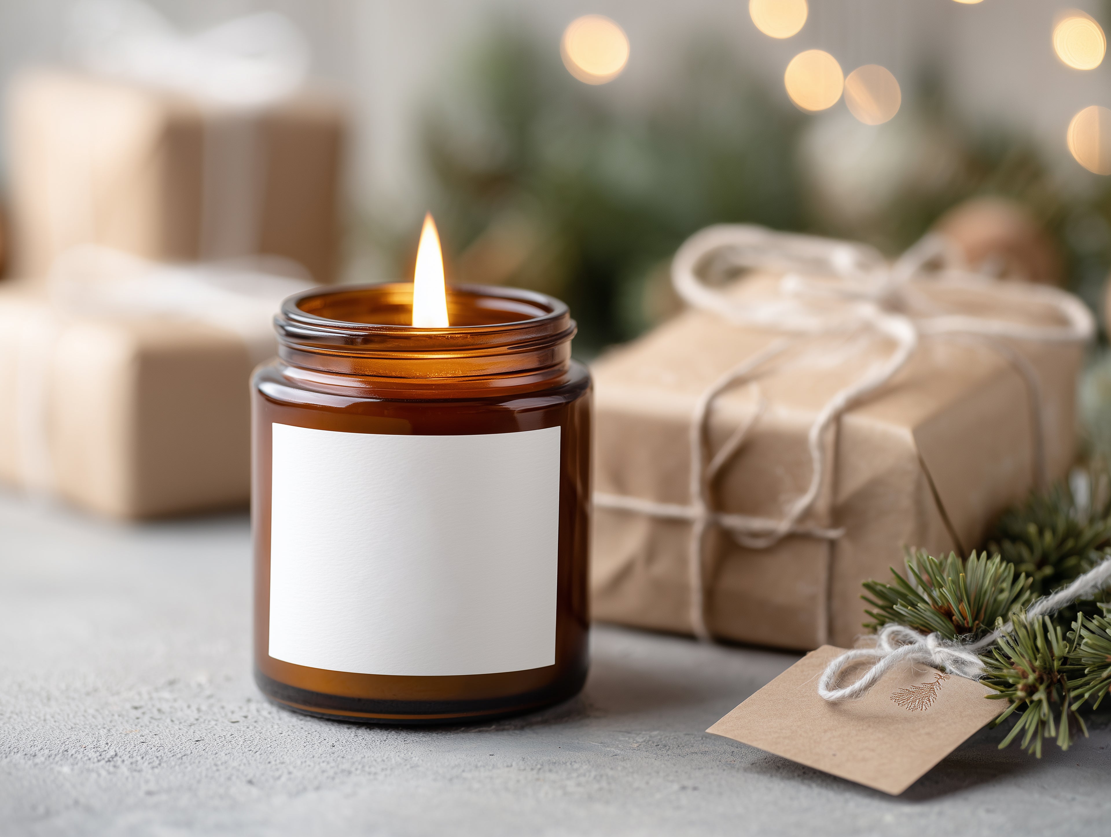 9oz Amber Candle Mockup PSD Festive Printify Label Template Digital Download
