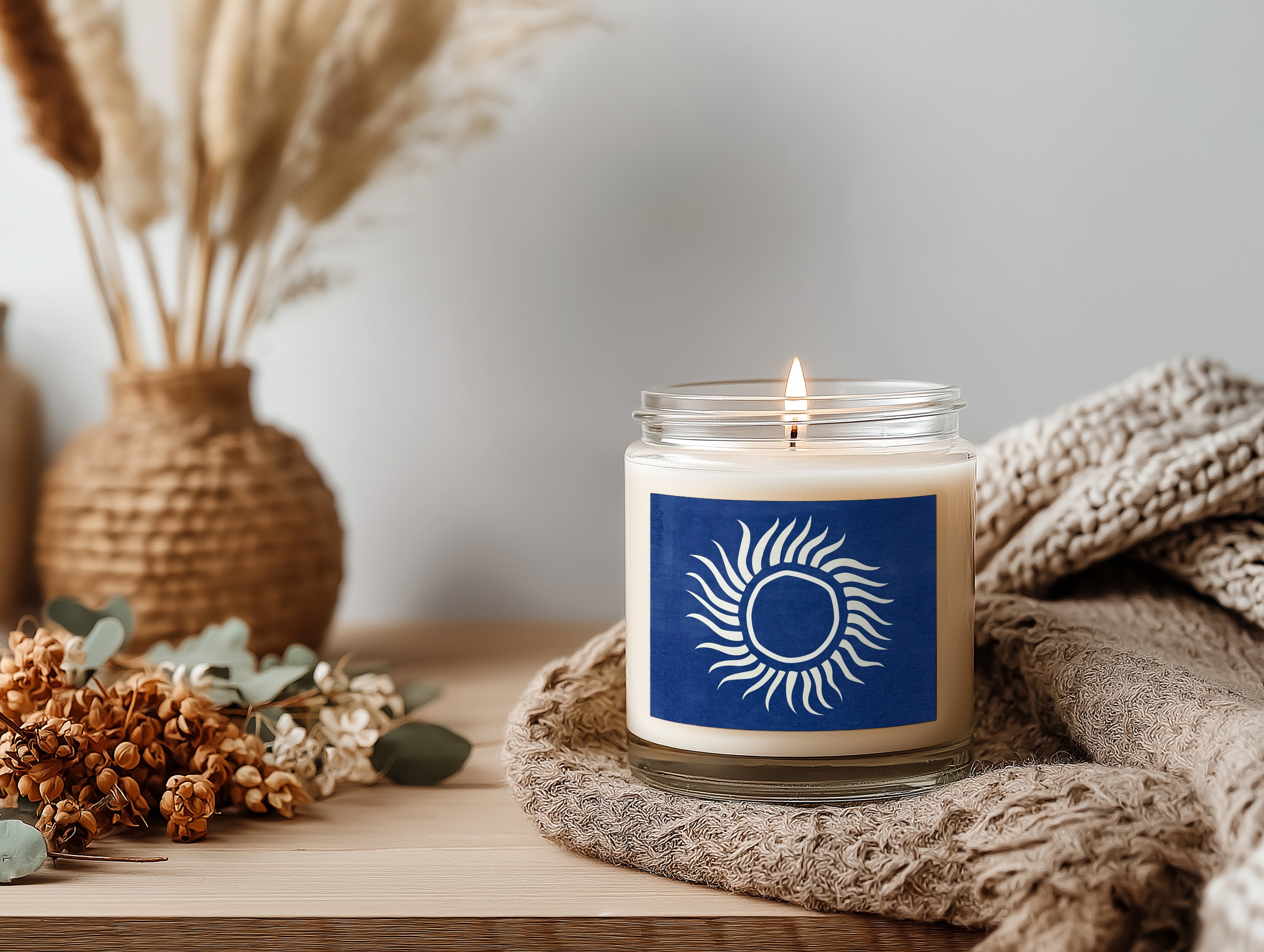 Cozy White Candle Mockup PSD Smart Object Digital Download