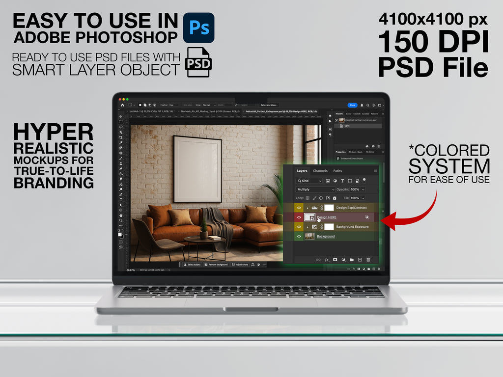 Flat Lay Poster Mockup PSD with Person DIN A Ratio Smart Object Template