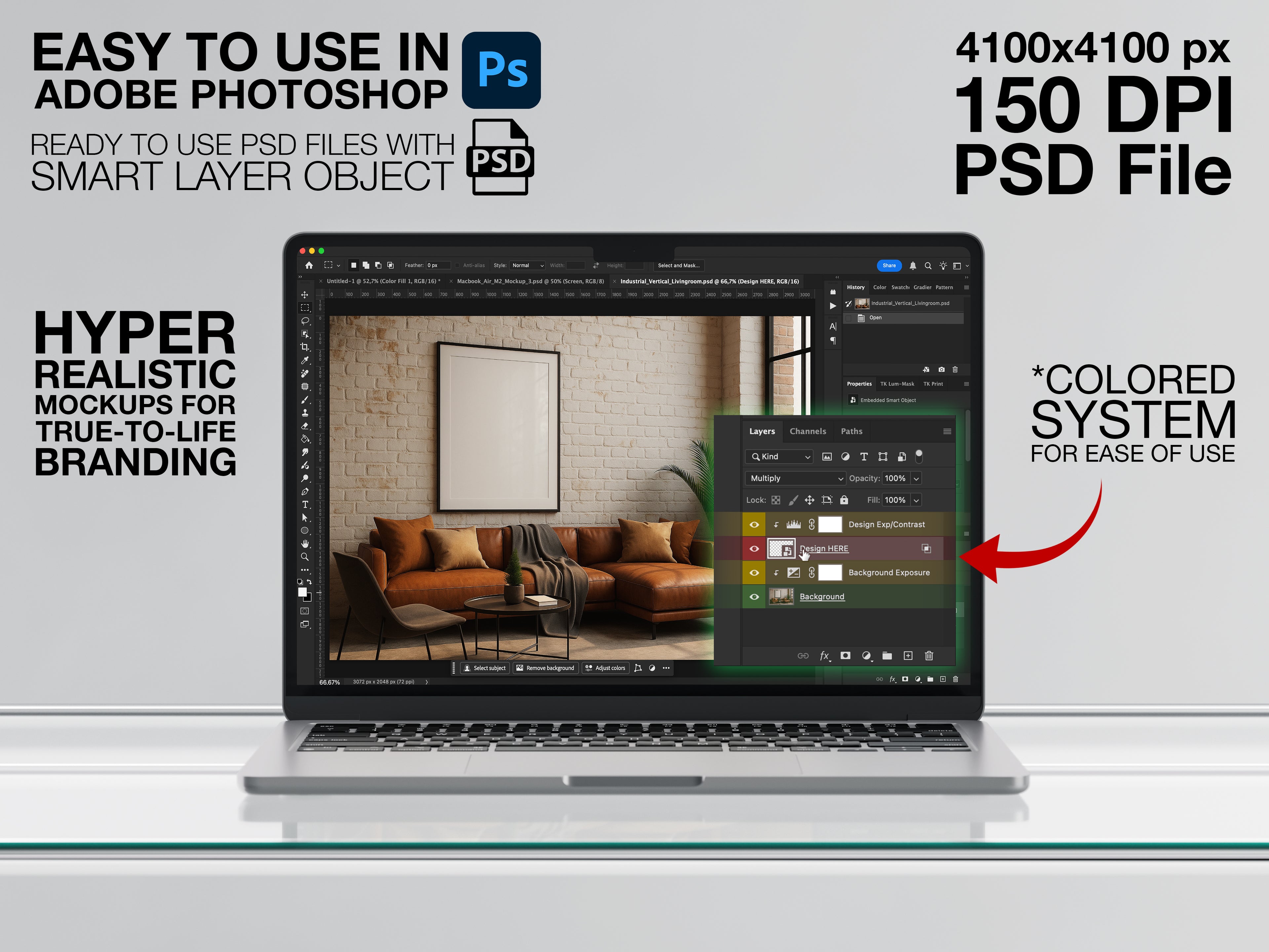 Flat Lay Poster Mockup PSD with Person DIN A Ratio Smart Object Template
