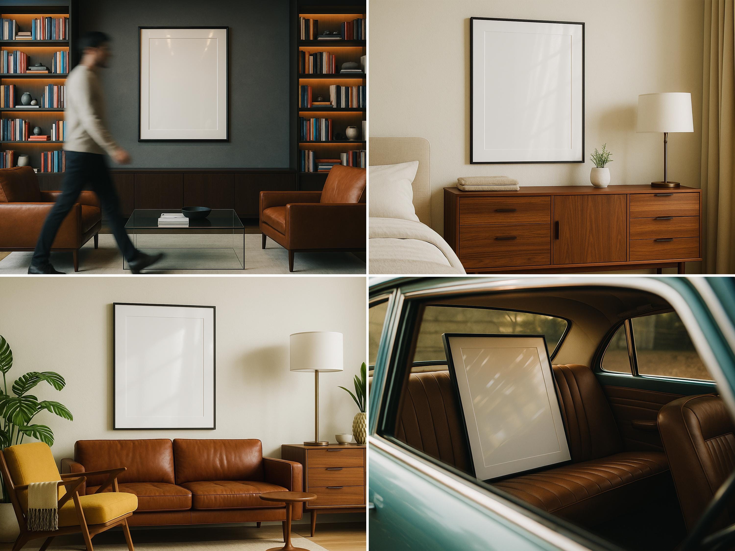 Midcentury Modern Frame Mockup PSD Set – Wall Art and Poster Templates