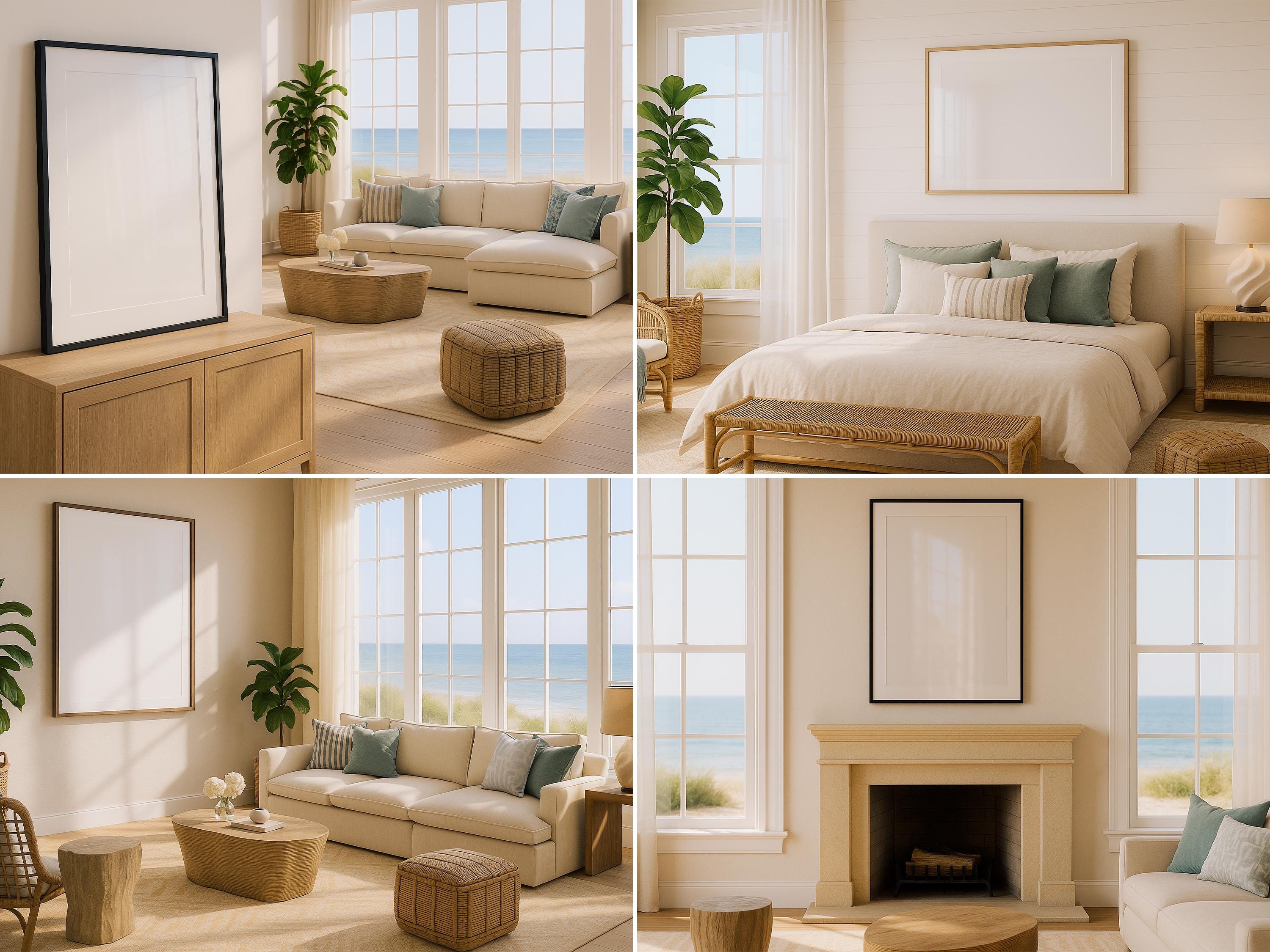 Coastal Design Frame Mockup Set – PSD Templates for Wall Art and Posters