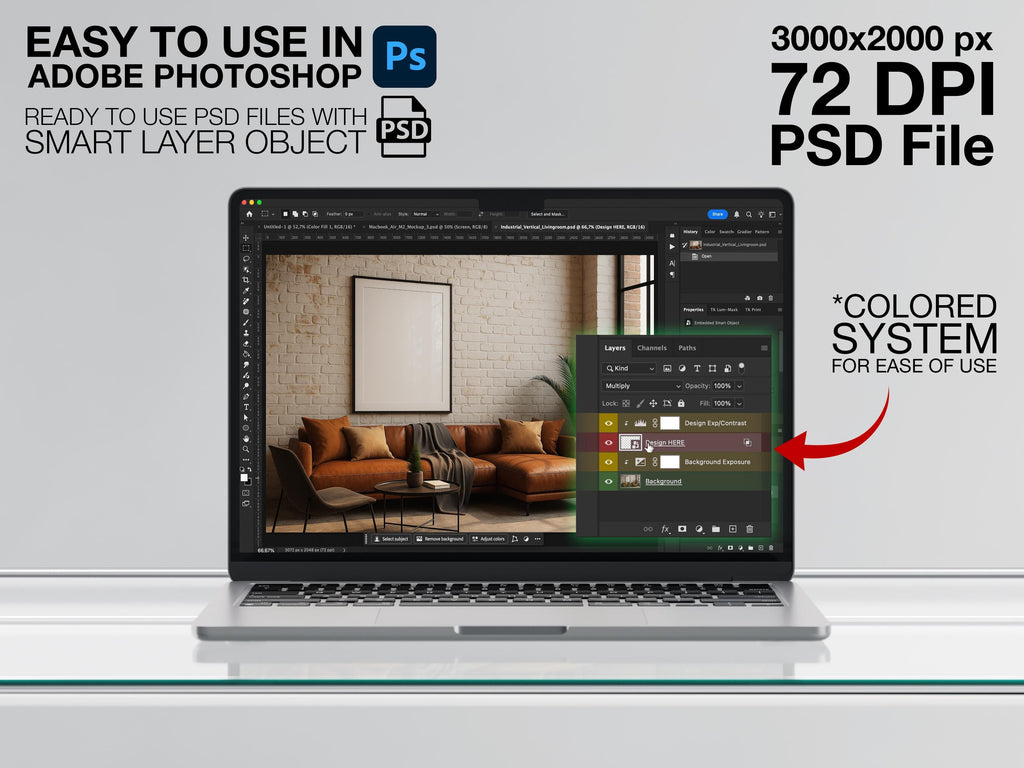 Industrial Frame Mockup Set – PSD Templates for Wall Art and Posters