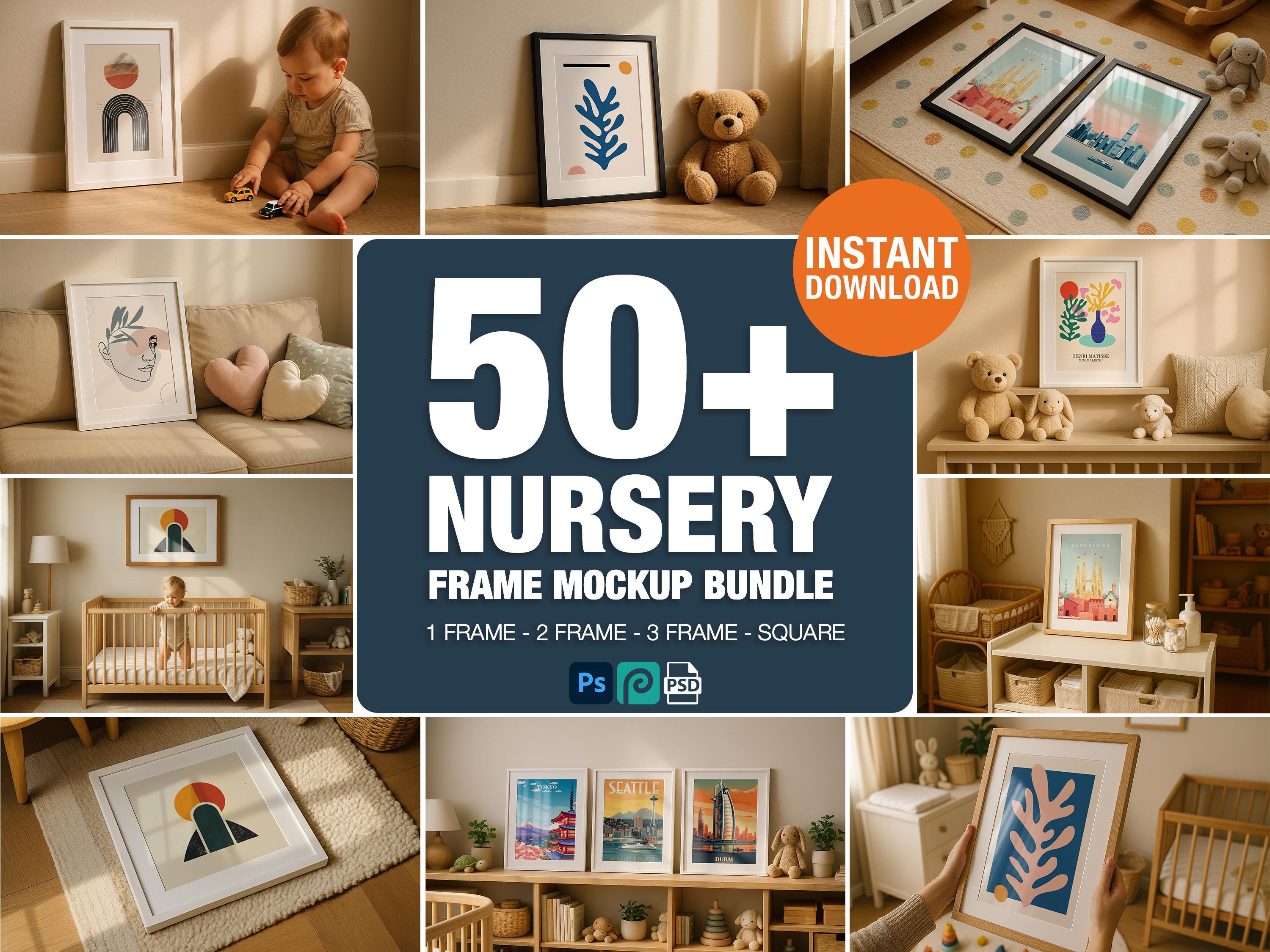 50+ Nursery Frame Mockup PSD Bundle – Wall Art Smart Object Templates