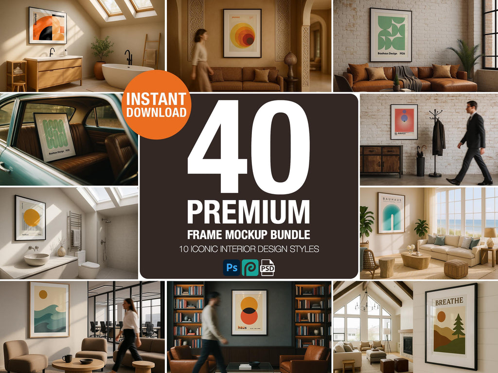 40 Luxurious Frame Mockup Bundle – PSD Templates for Wall Art and Posters