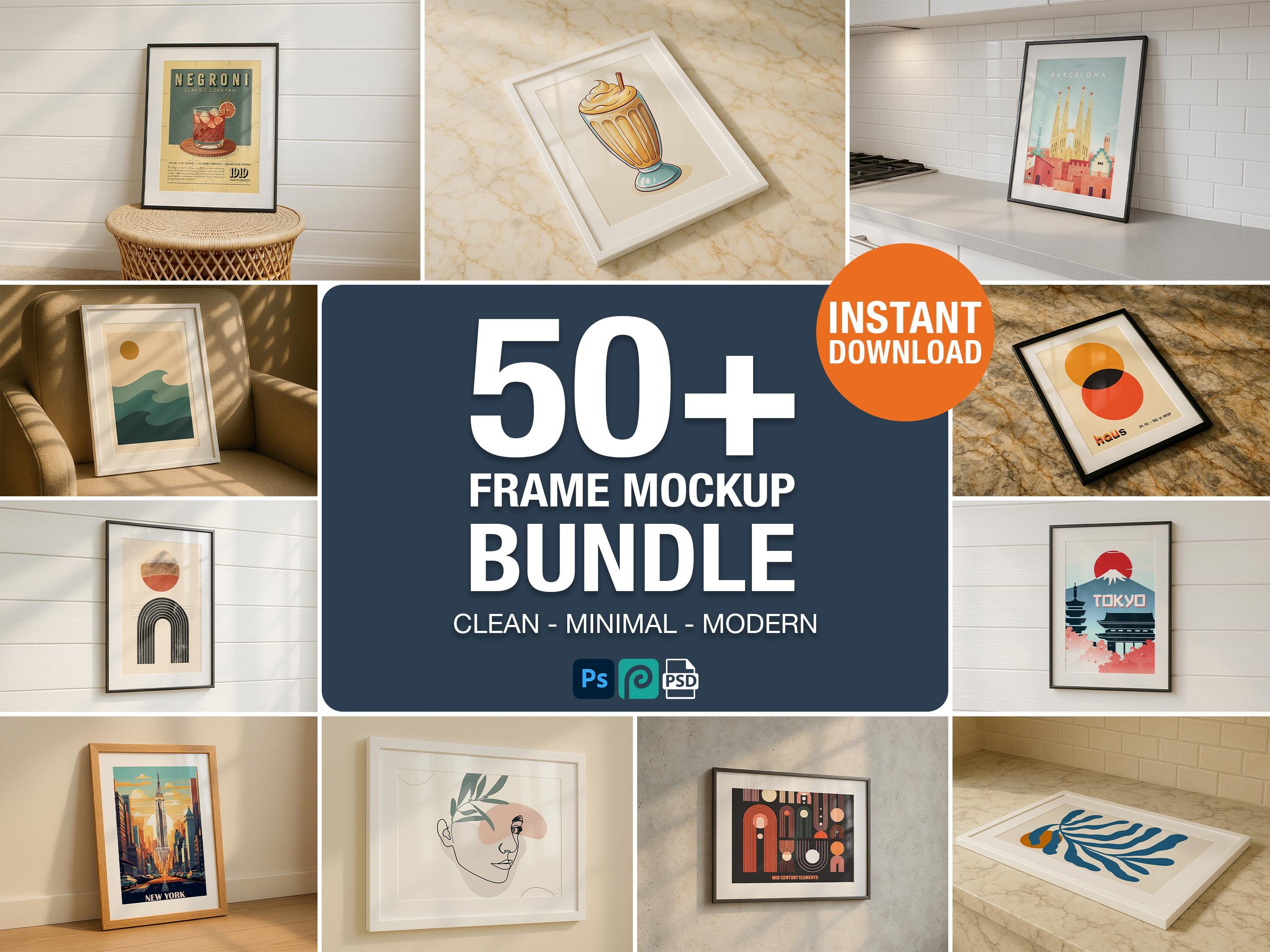 50+ Minimal Frame Mockup Bundle – PSD Smart Objects for Wall Art