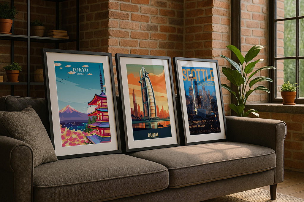 Set of 3 Modern Vertical Frame Mockup PSD Set – Wall Art Templates