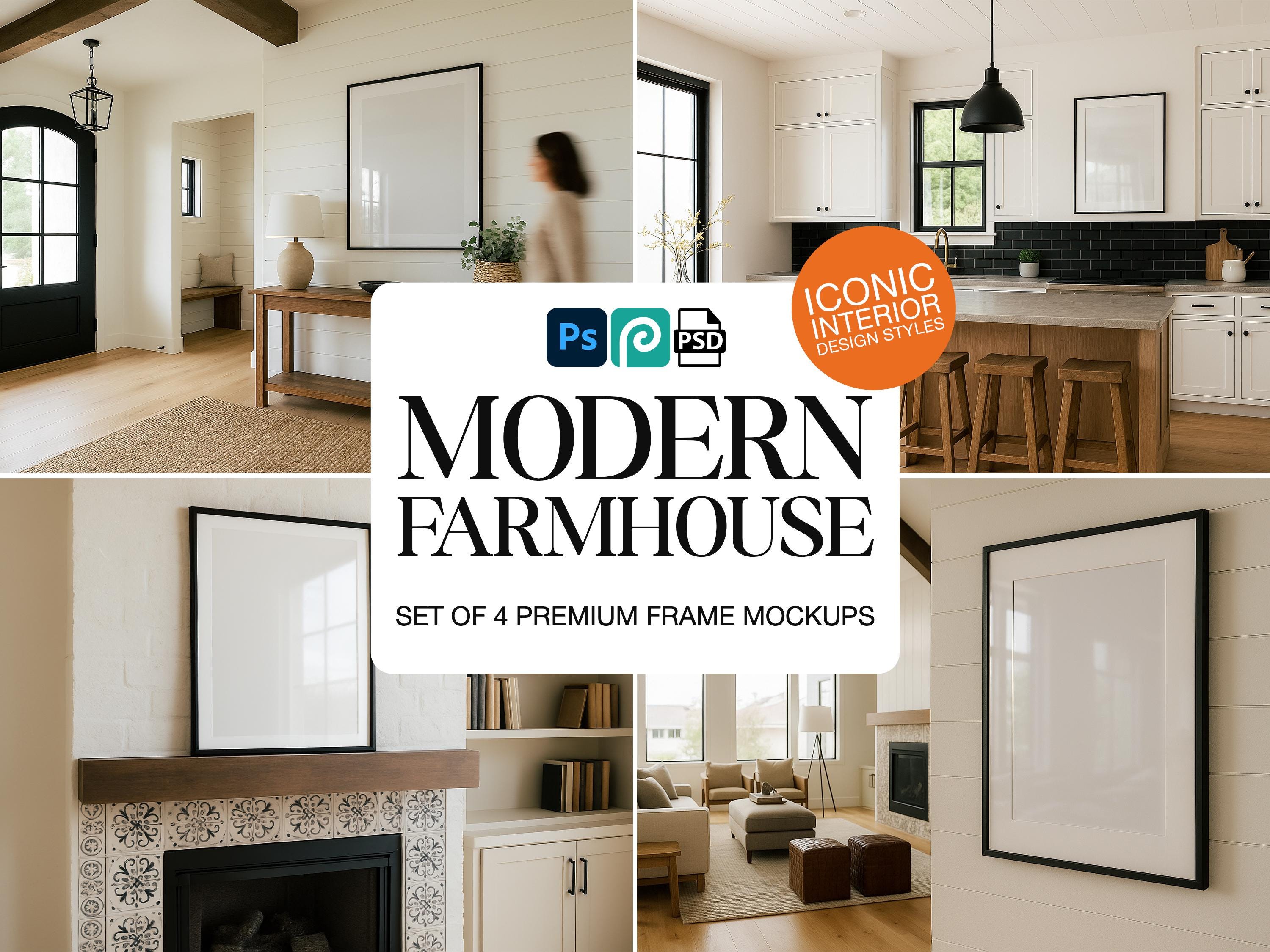 Modern Farmhouse Frame Mockup PSD Set – Wall Art and Poster Templates