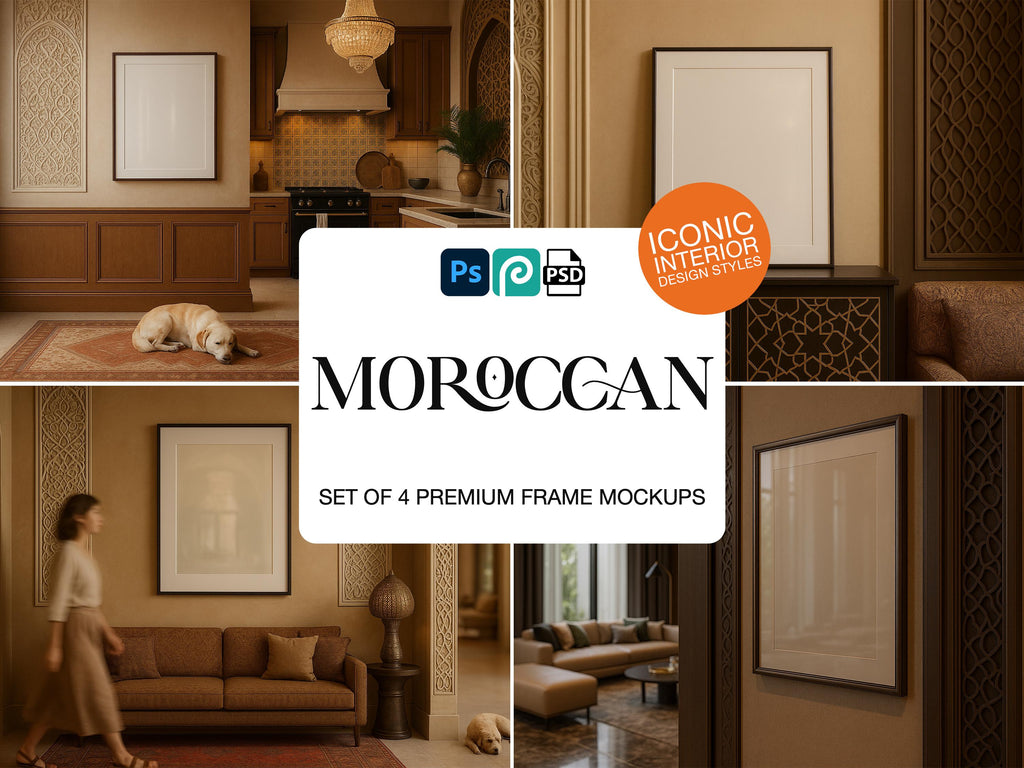Moroccan Style PSD Frame Mockups – Set for Posters and Wall Art