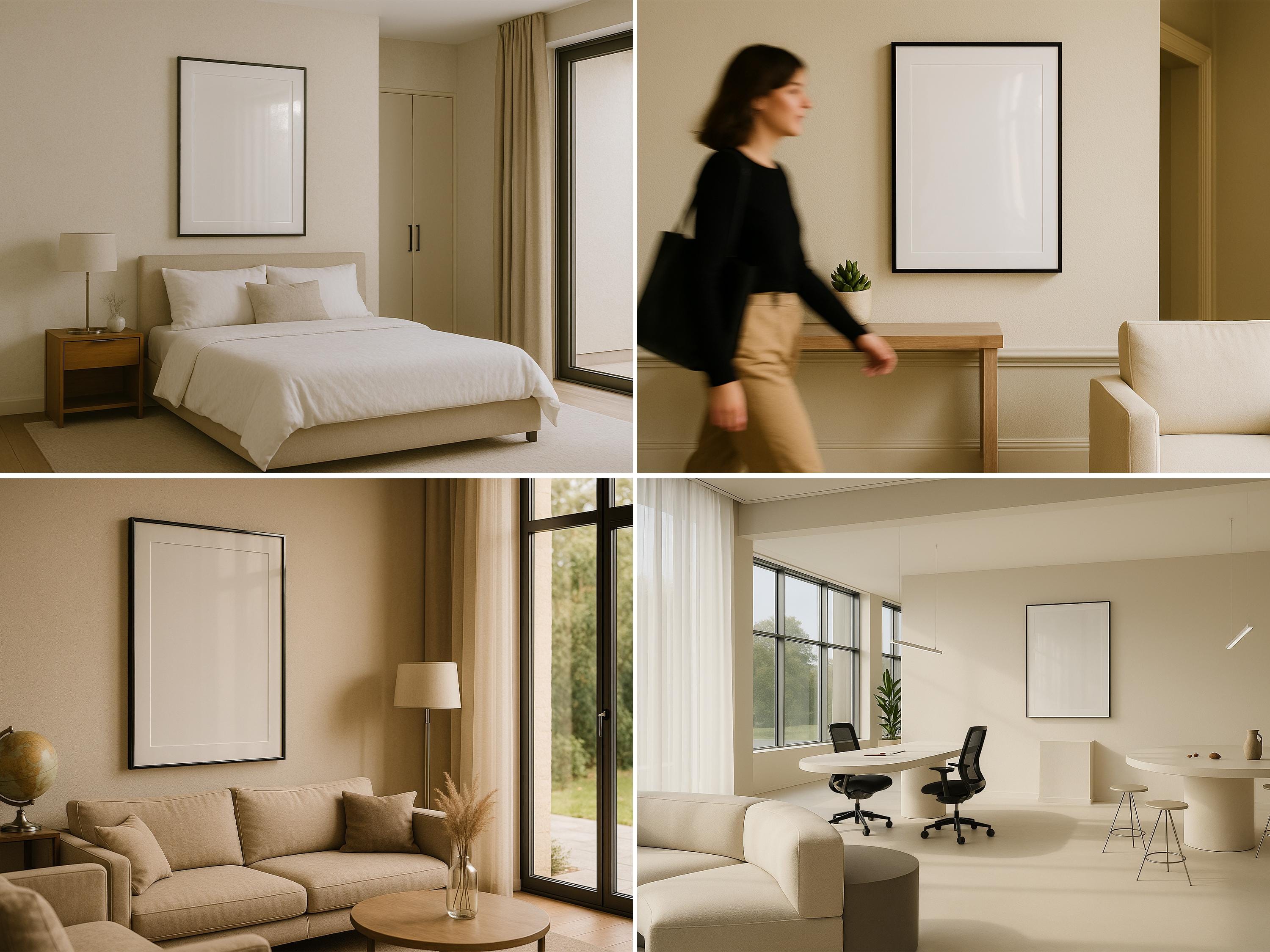 Modern Frame Mockup PSD Set: Wall Art & Poster Display (Digital Download, PDF Guide)