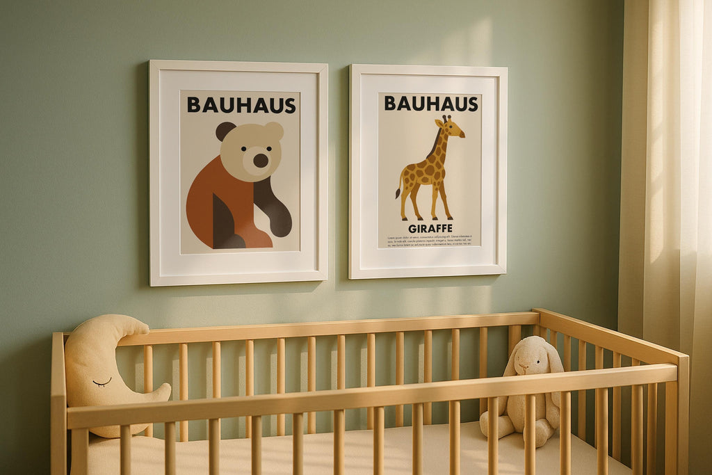 2 Frame Mockup Double Poster Display Nursery White Wall Art PSD Digital Download