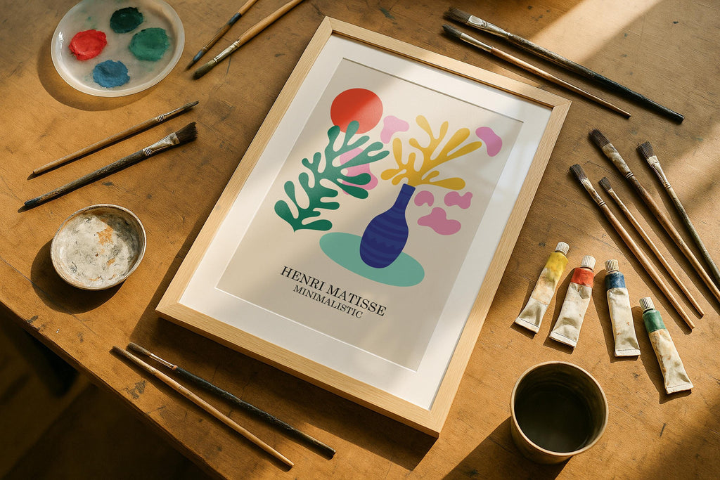 Single Wooden Frame Mockup Artist Desk Poster Display Wall Art PSD Digital Download