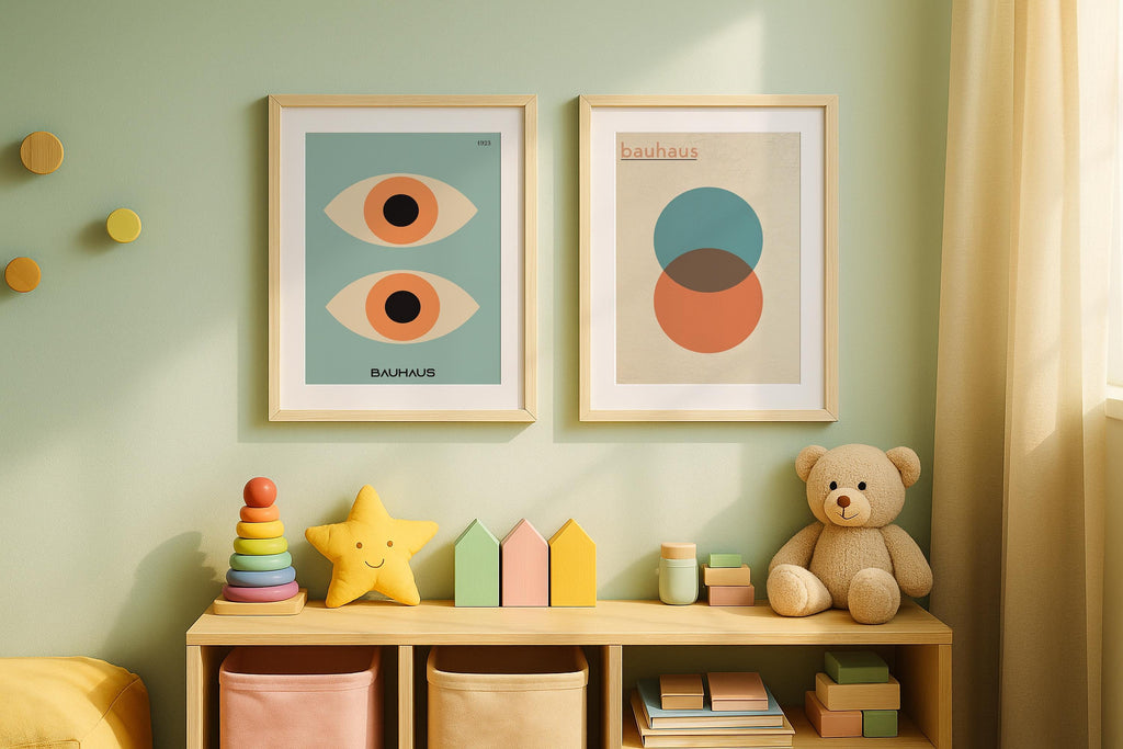 2 Wooden Frame Mockup Double Poster Display Nursery Wall Art PSD Digital Download