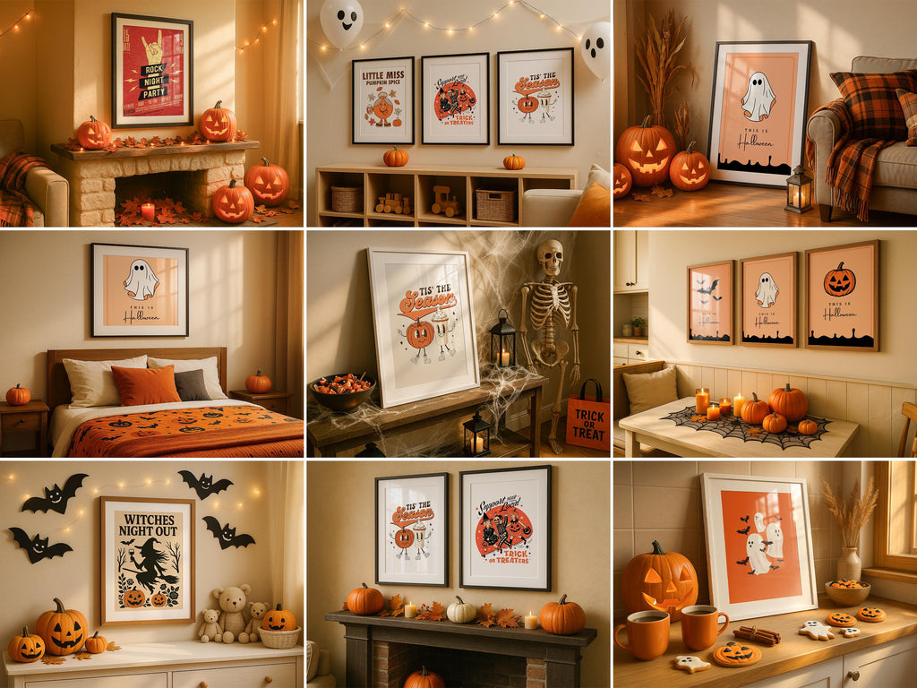 Halloween Mockup Frame Bundle Festivity Autumn Wall Art Digital Display PSD
