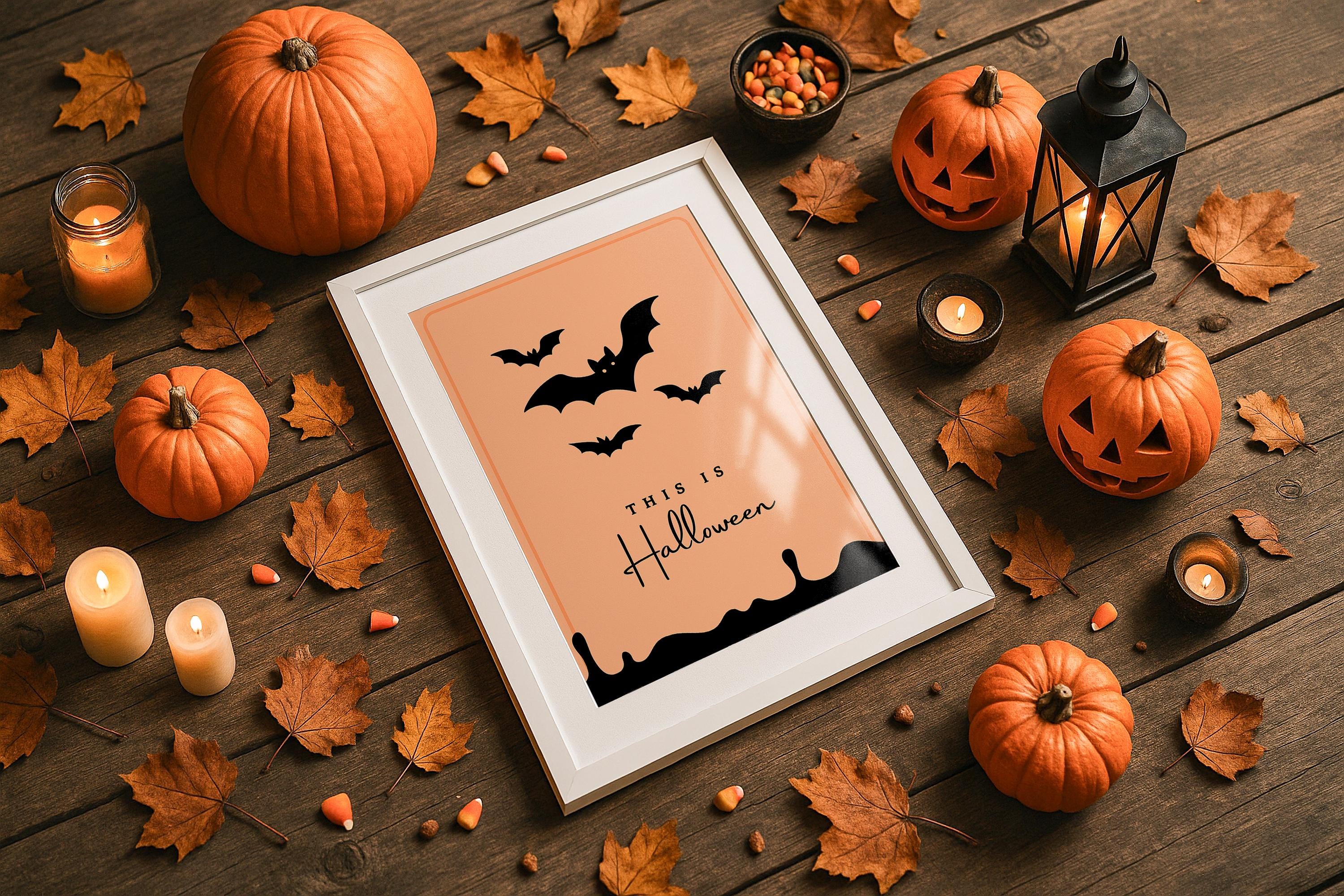 Halloween Frame Mockup Single Digital Poster Display Wall Art PSD