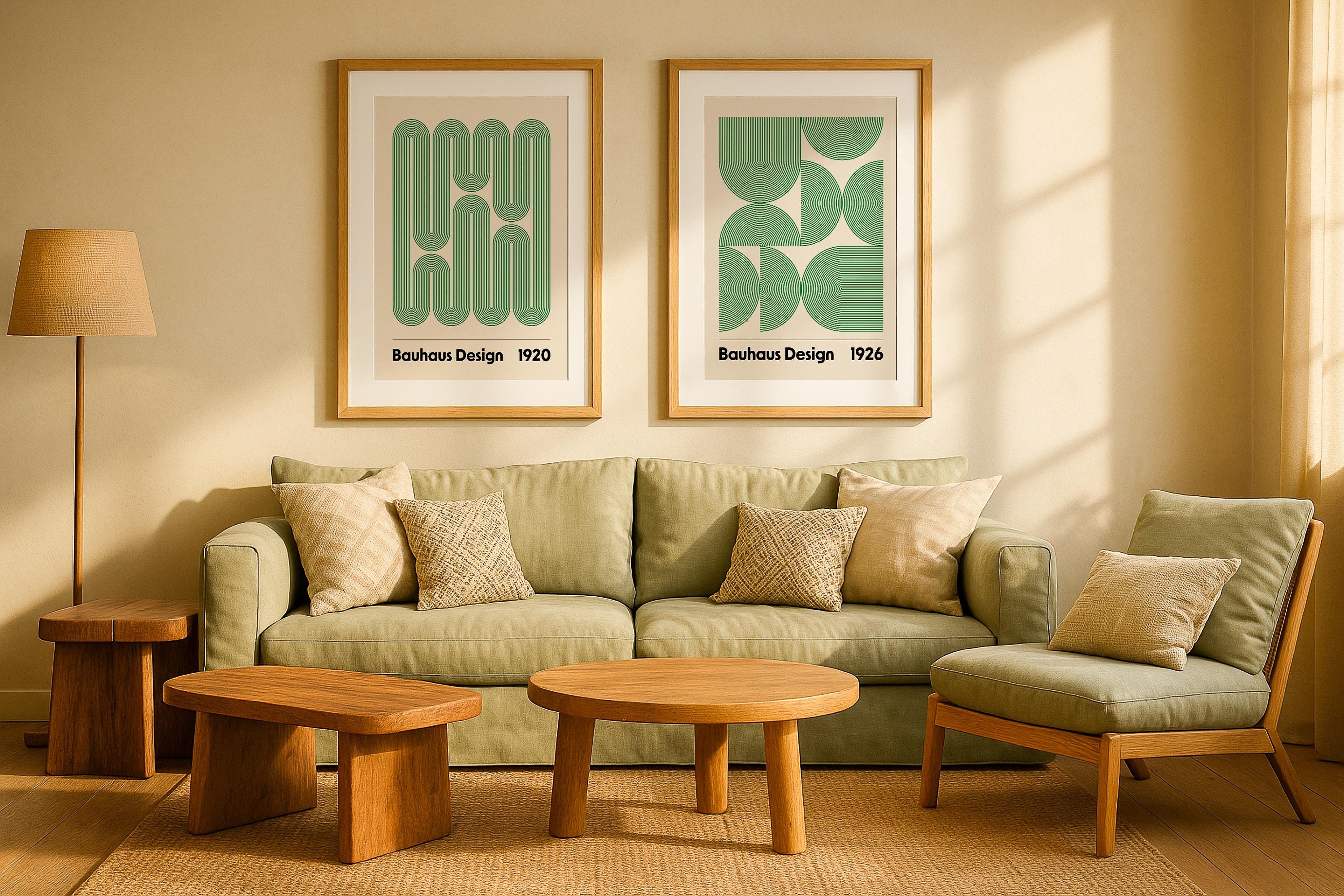 2 Frame Mockup Boho Living Room Poster Display Double Wooden Wall Art Digital PSD