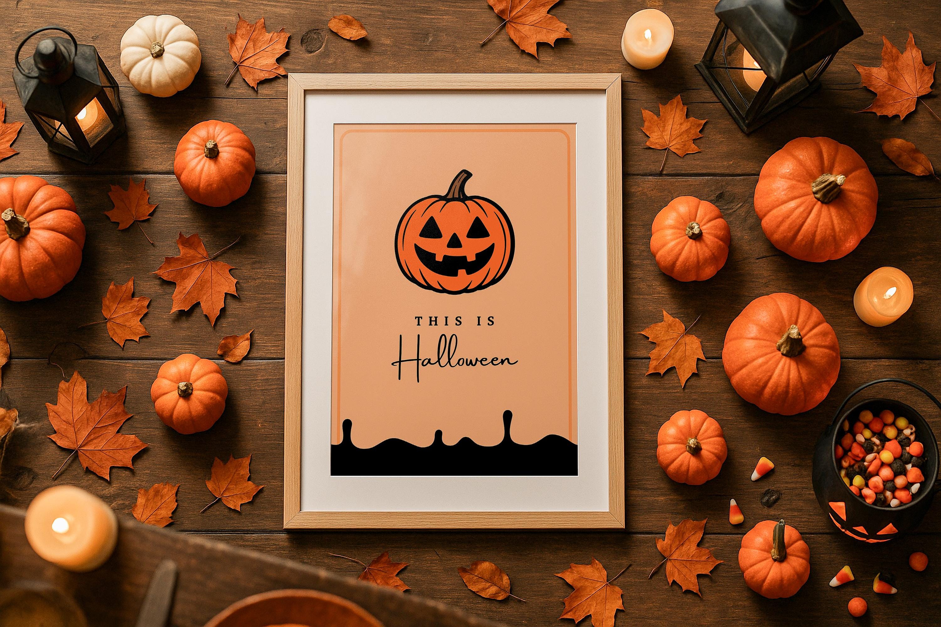 Halloween Single Wooden Frame Mockup Rustic Wall Art Digital PSD Template