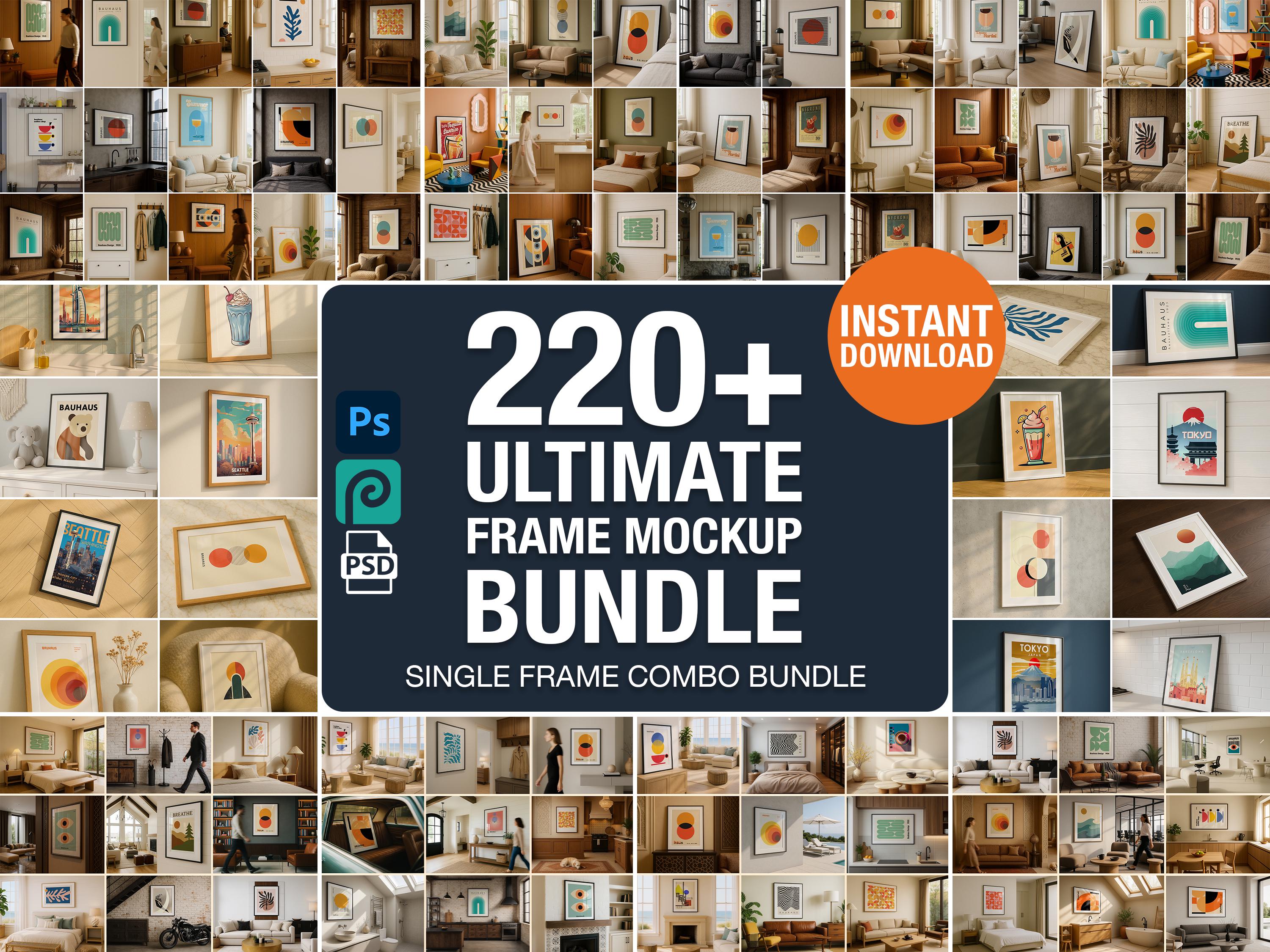 220+ Frame Mockup PSD Bundle – Wall Art Smart Object Templates