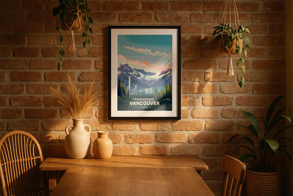 Single Poster Mockup Rustic Wall Black Frame Boho Interior Natural Decor Digital PSD