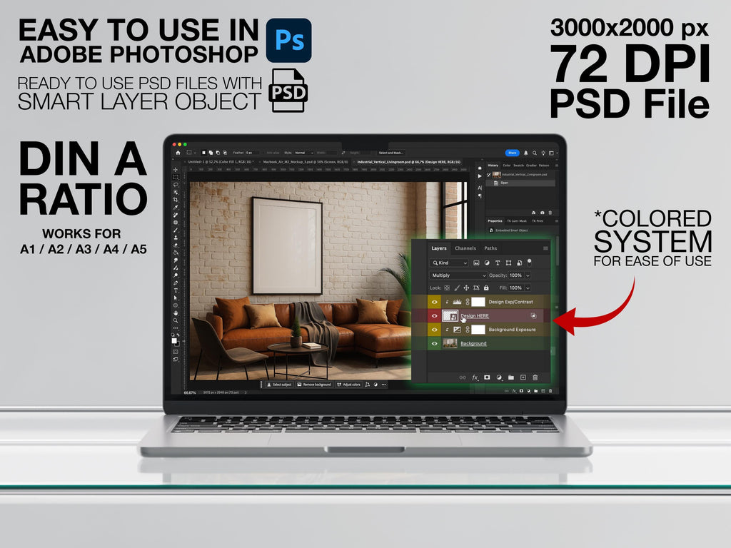 3 Vertical Frame Mockup PSD Set – Wall Art Digital Print Template