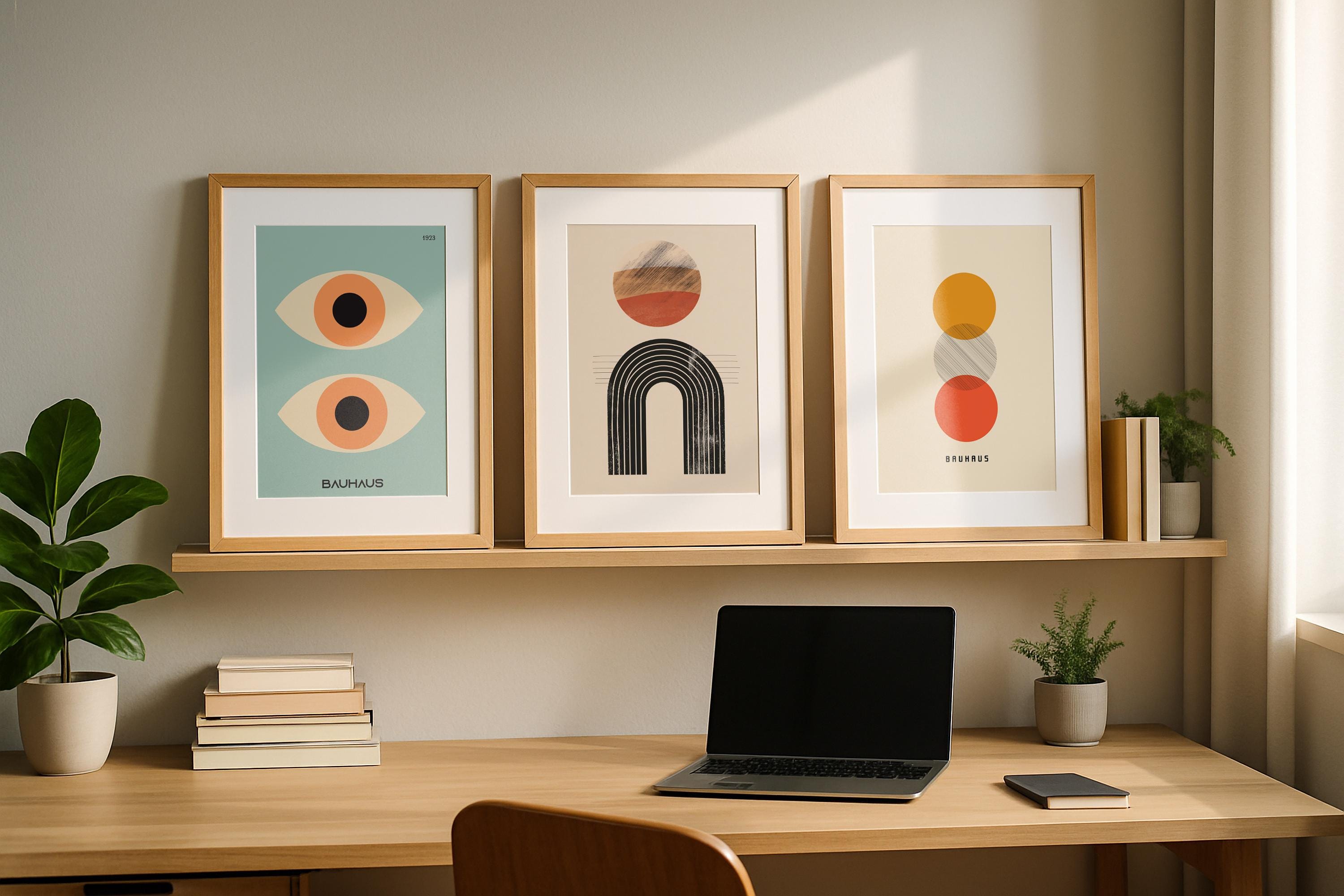Set of 3 Vertical Wooden Frame Mockups – PSD Set for Wall Art Prints
