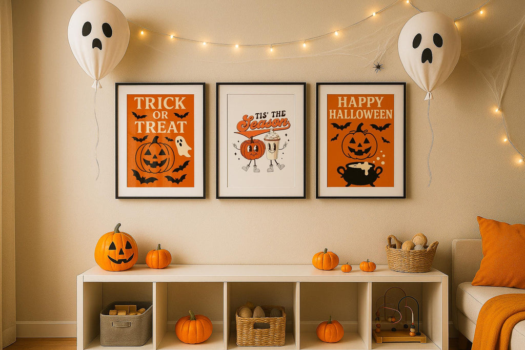 3 Frame Halloween Mockup Kids Room Triple Wall Art Poster Display Digital PSD