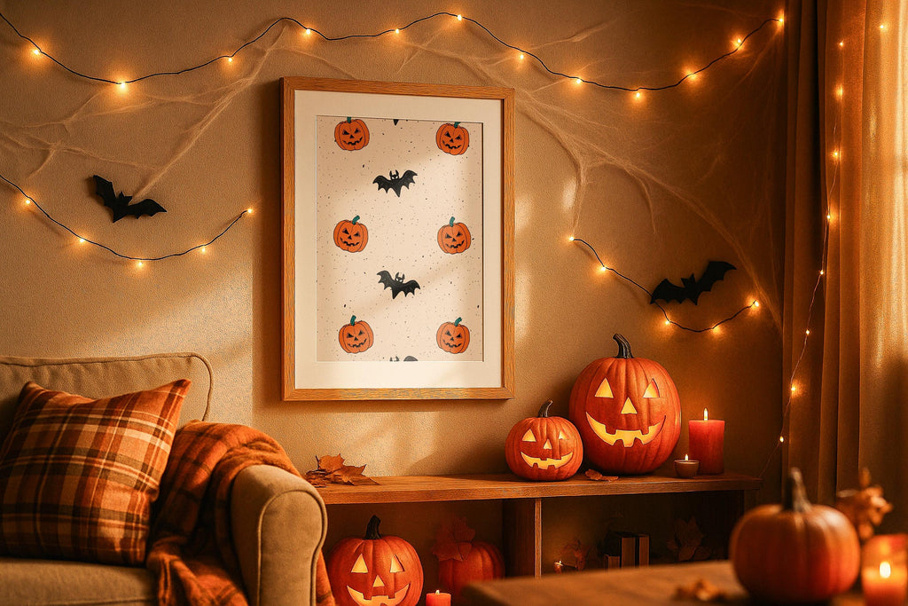 Single Halloween Frame Mockup Rustic Wall Art Digital Poster PSD Template